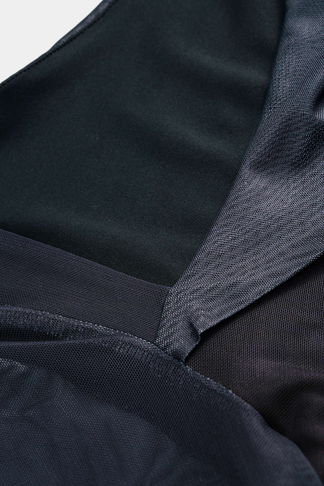 Mesh Color - Block Print Asymmetric Ruched Long - Sleeve Mini Dress