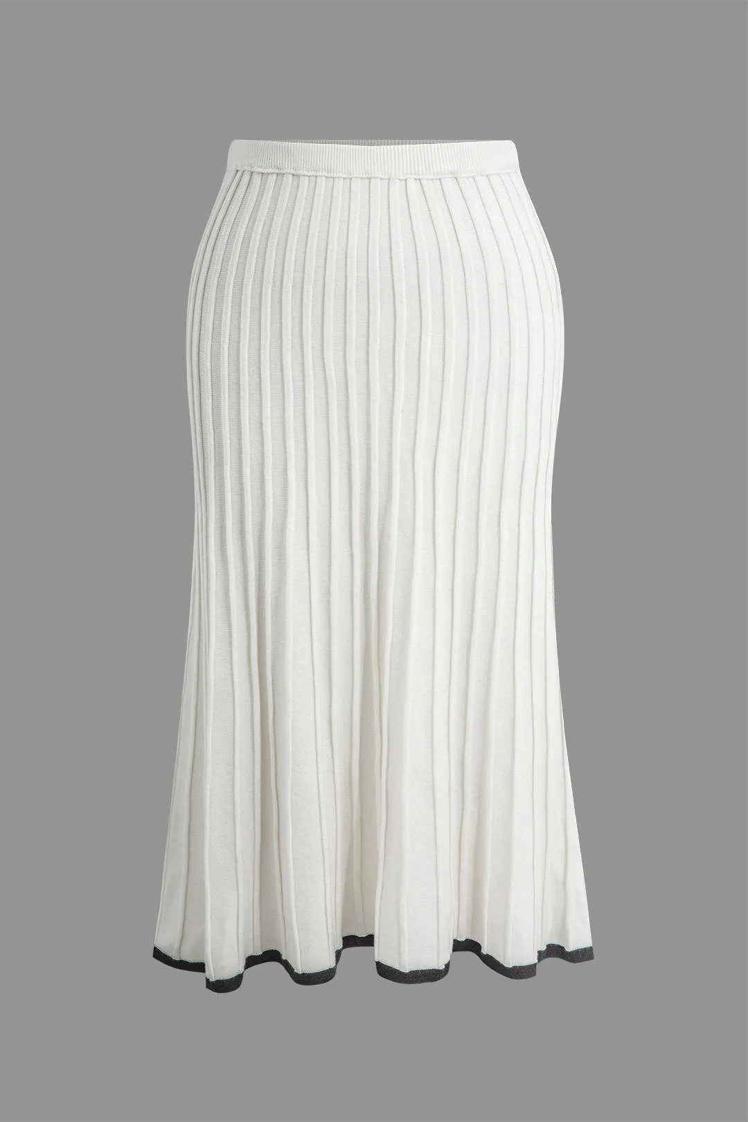 Plus Size Knitted Crop Top and Ribbed Knit Skirt Set