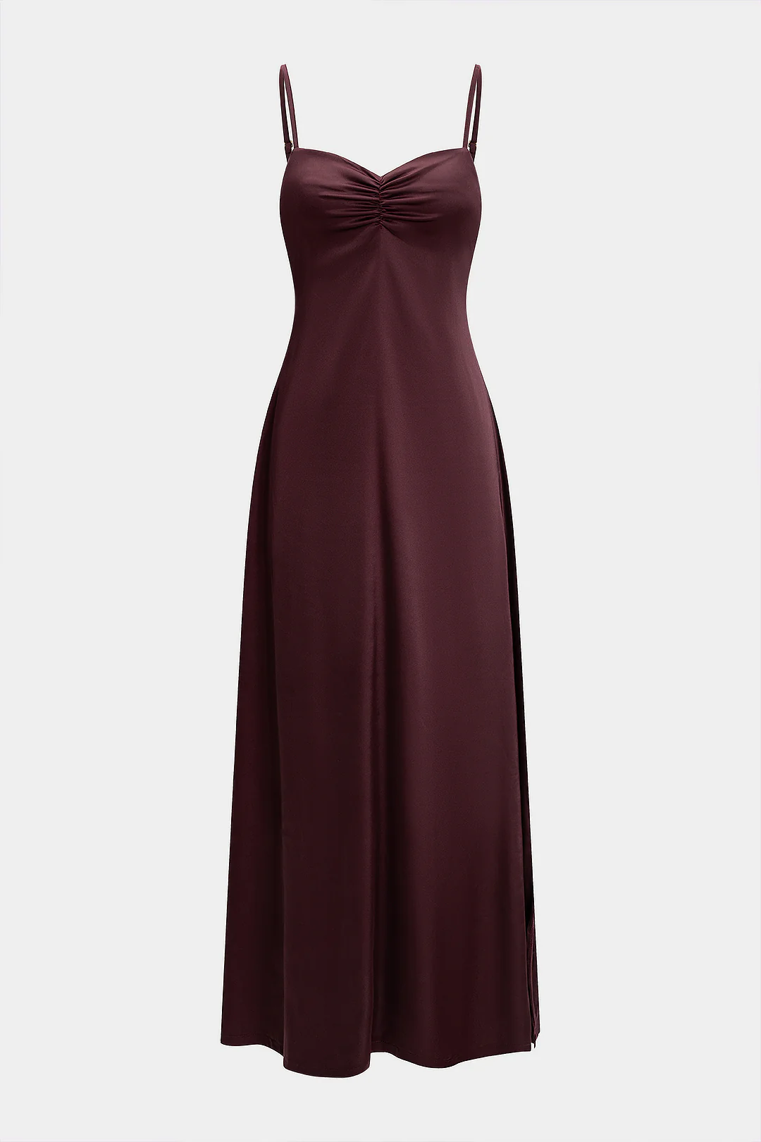 Satin Ruched Sleeveless Floor-Length Dress