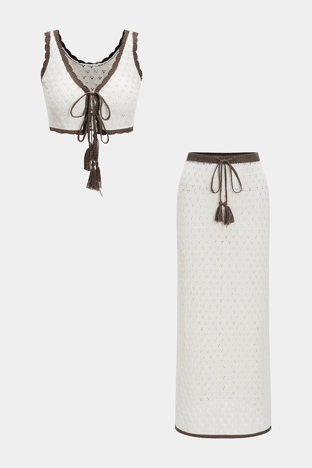 Hollow Out Strappy Top And Skirt Set