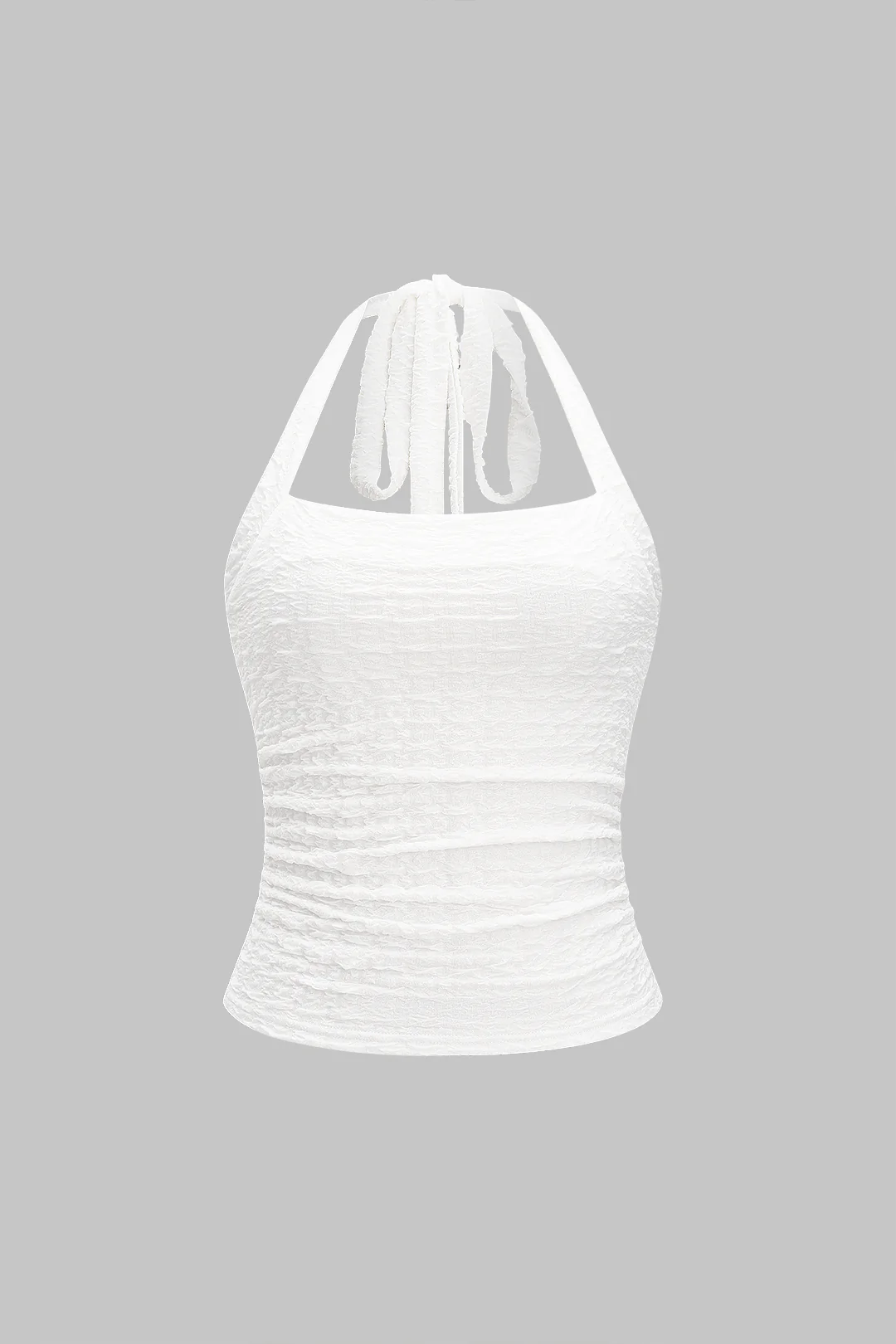 Halter Neck Tie-Up Ruched Camisole Top