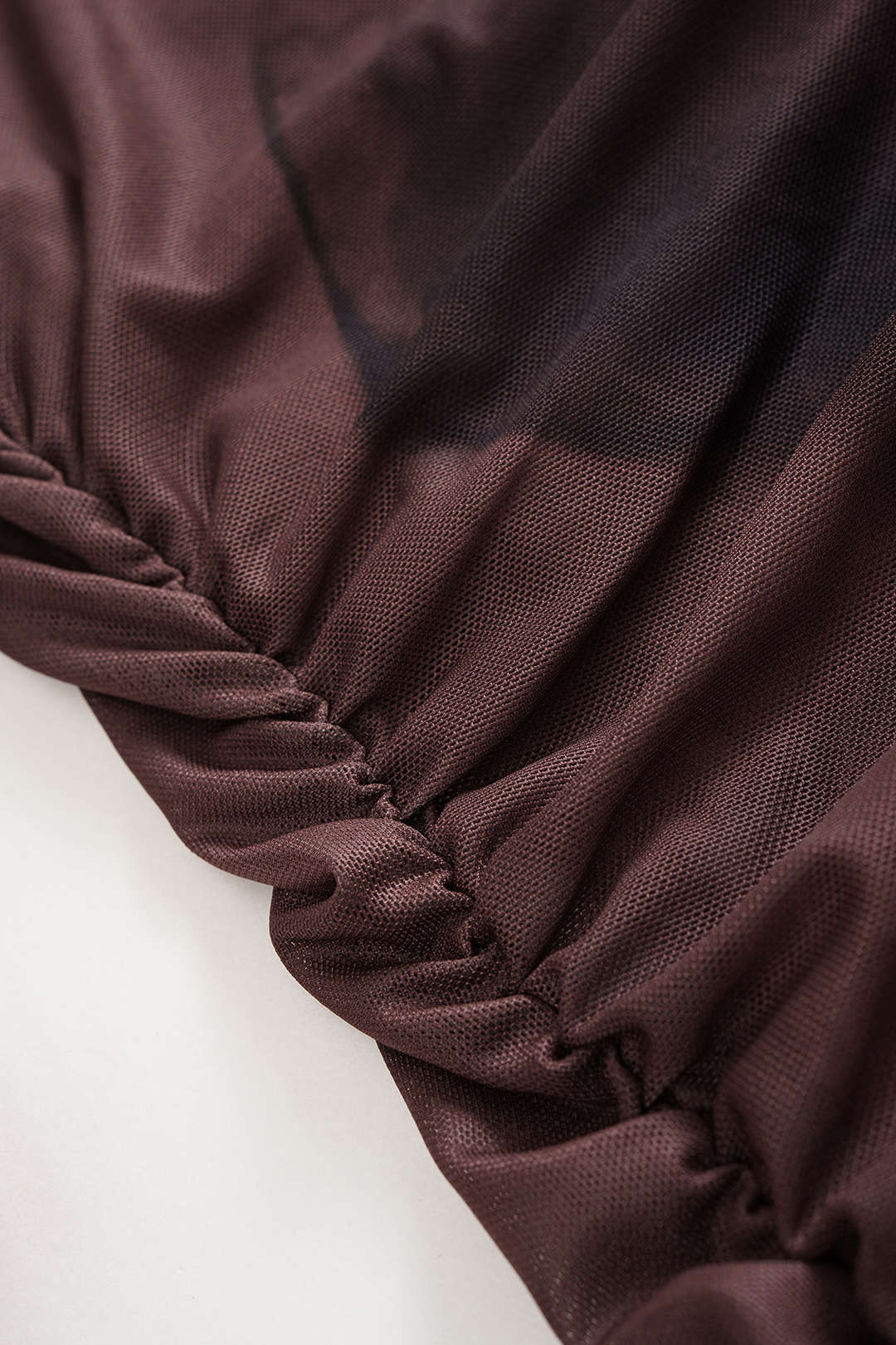 Tie-Dye Mesh Ruched Long-Sleeve Maxi Dress