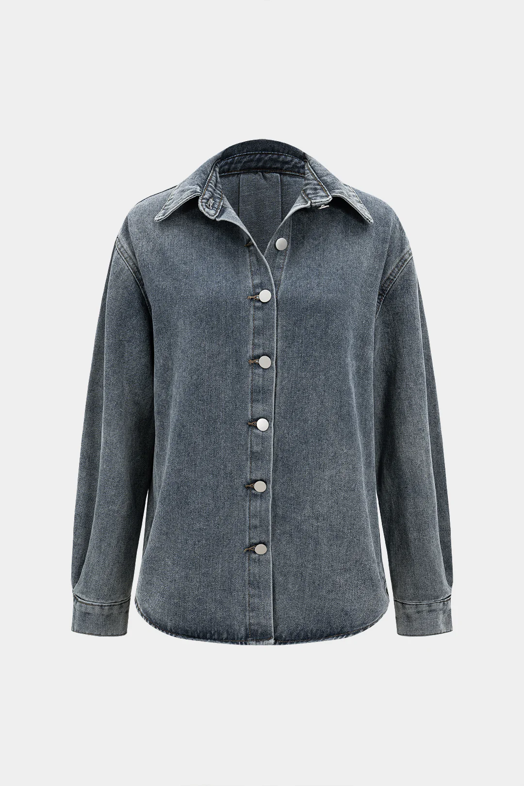 Denim Washed Button Long-Sleeve Shirt