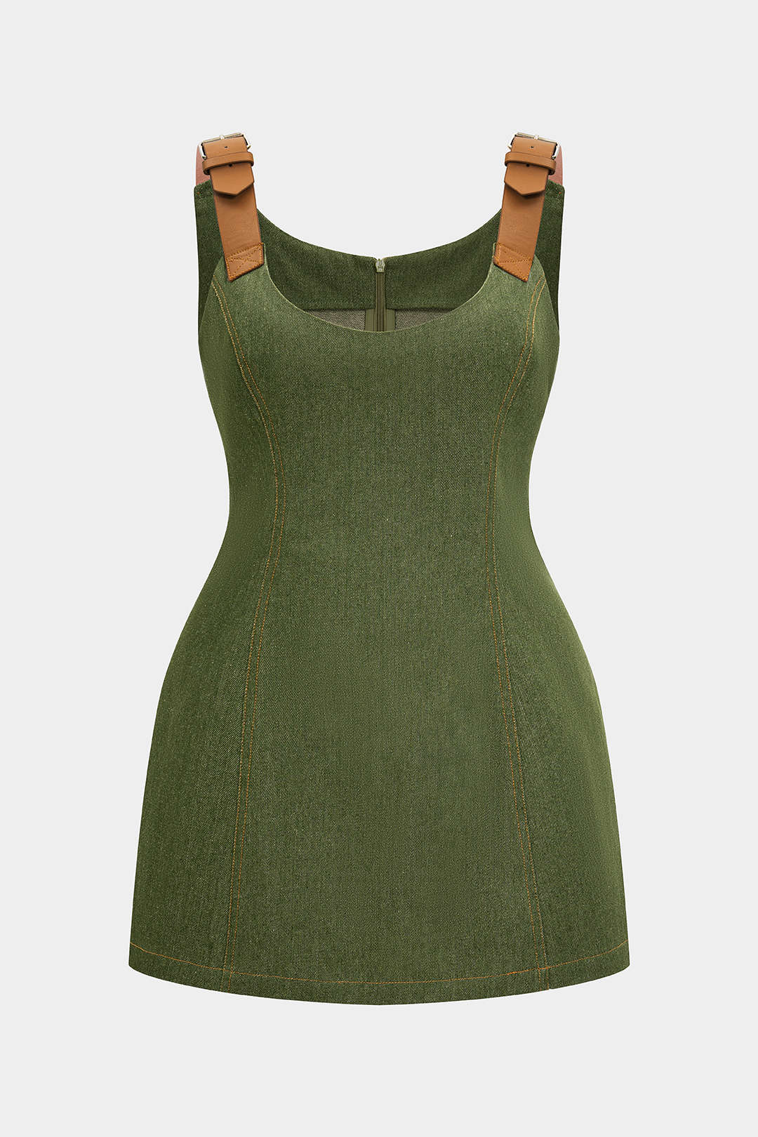 Plus Size Denim Sleeveless Mini Dress with Neck Zipper