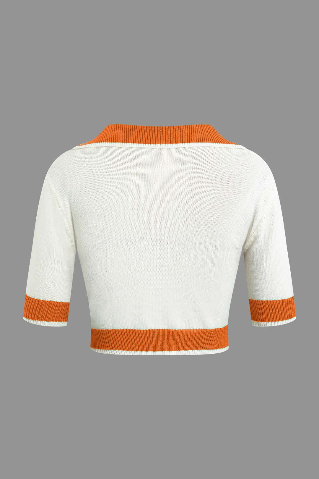 Contrast Collar Cropped Knit Top and Mini Skirt Set