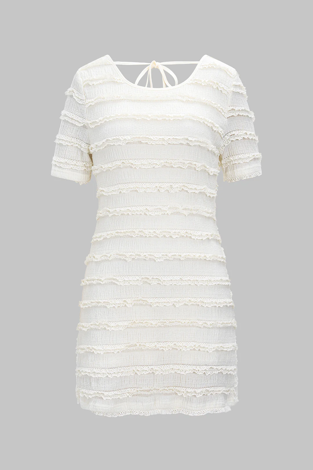 Backless Ruffle Short Sleeve Mini Dress