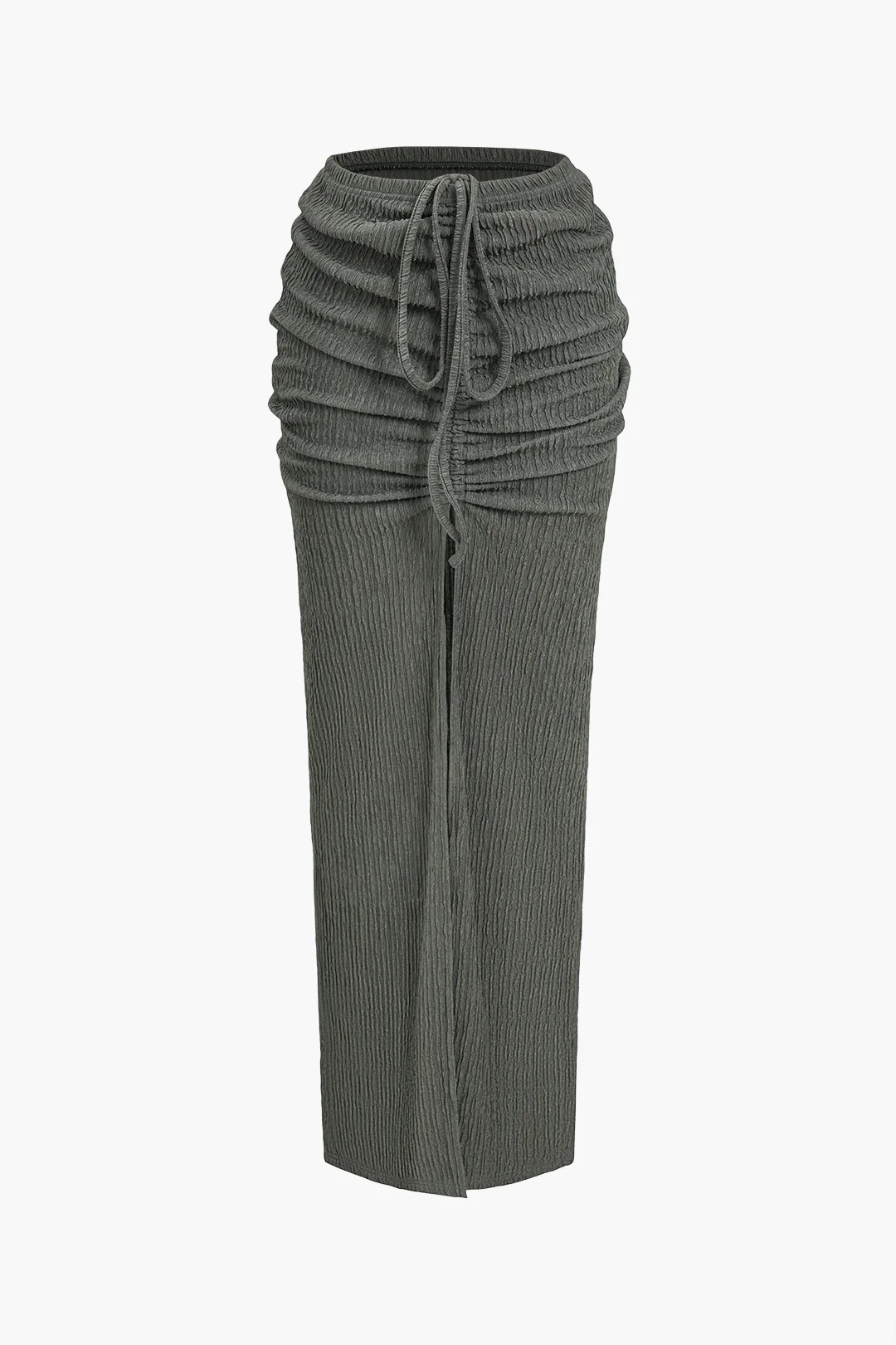 Solid Long-Sleeve Top And Drawstring Skirt Set