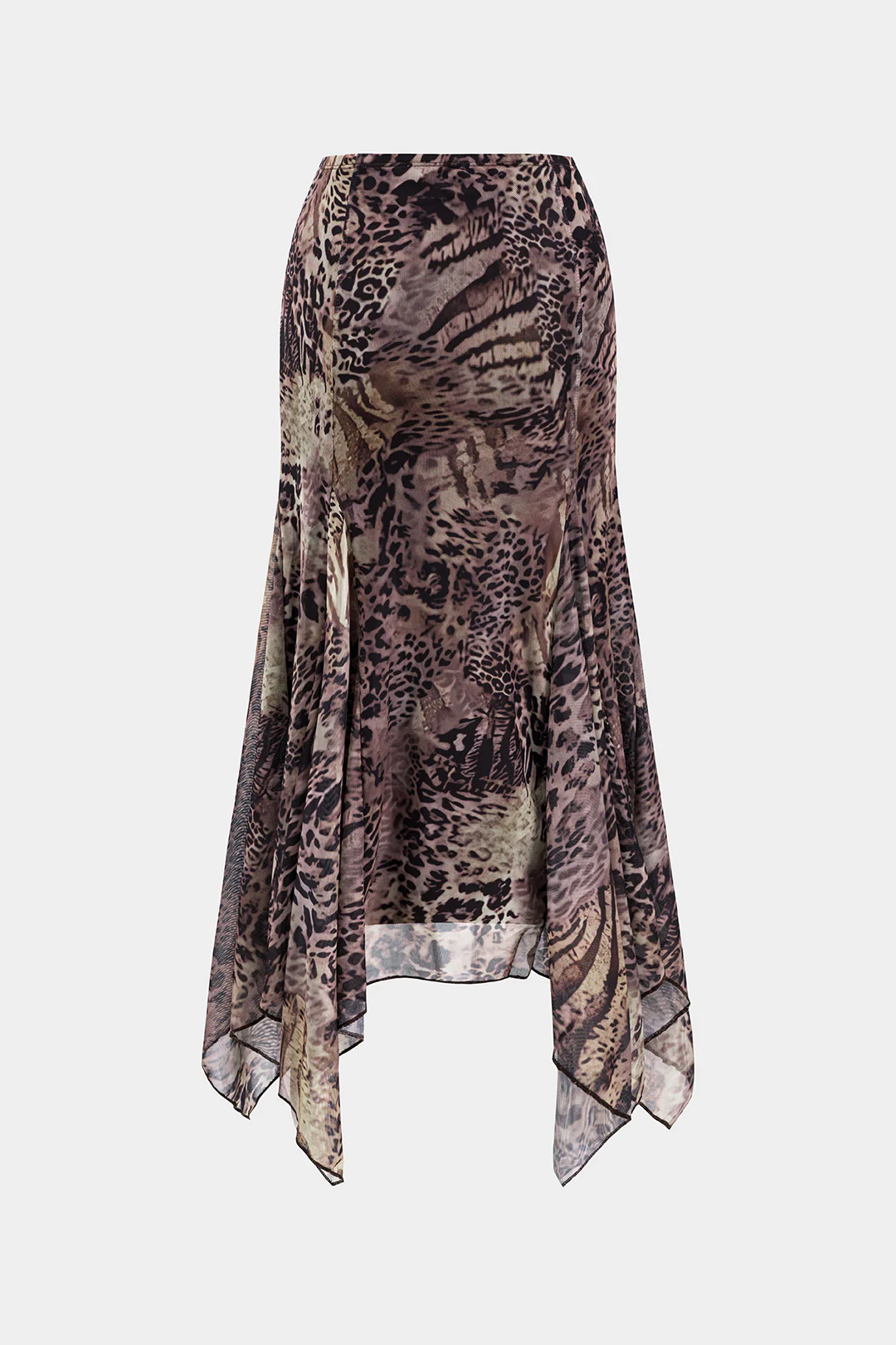Leopard Print Irrgular Hem Skirt