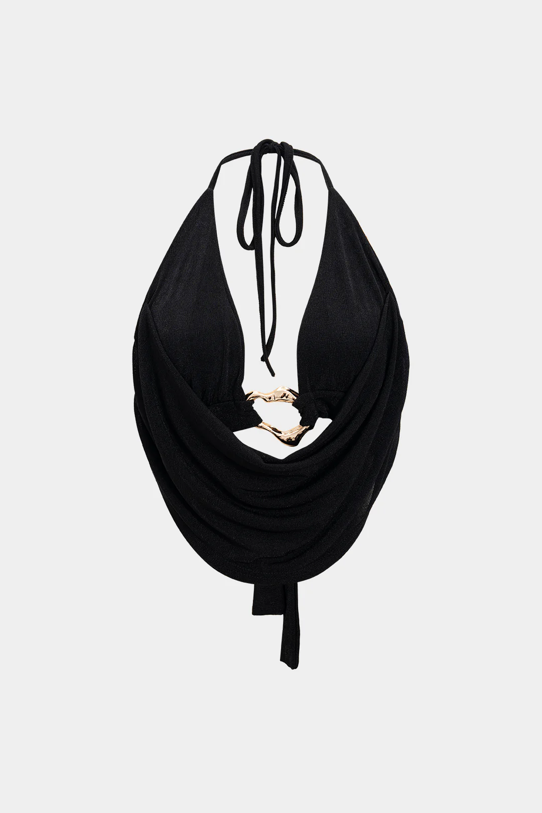 Metallic Cowl Neck Halter Tie-Up Camisole Top