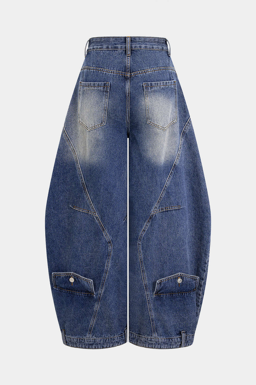 Washed High Waist Barrel Denim Jeans