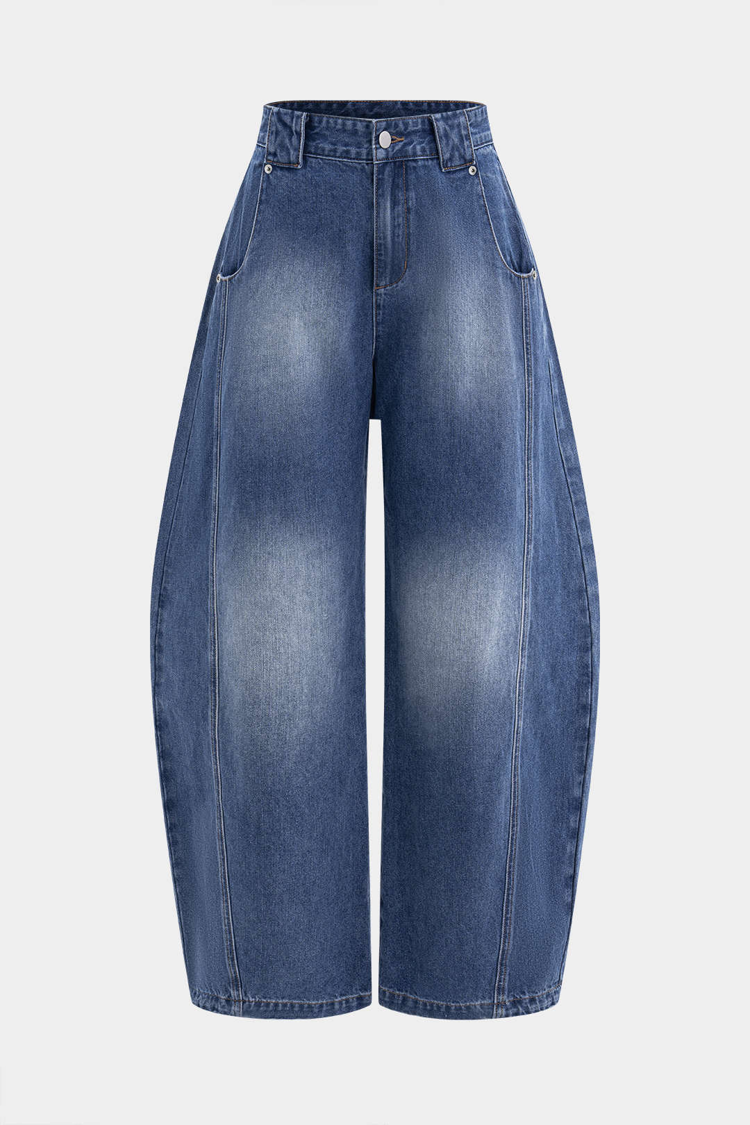 Denim Wide-Leg Barrel Jeans