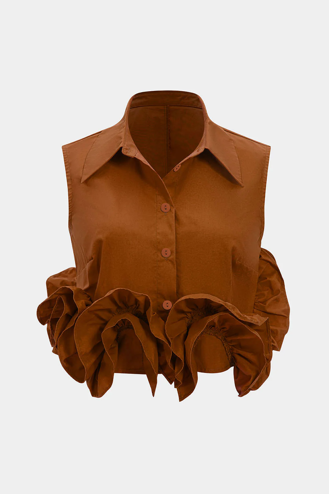 Button Ruffle Ruched Tank Top