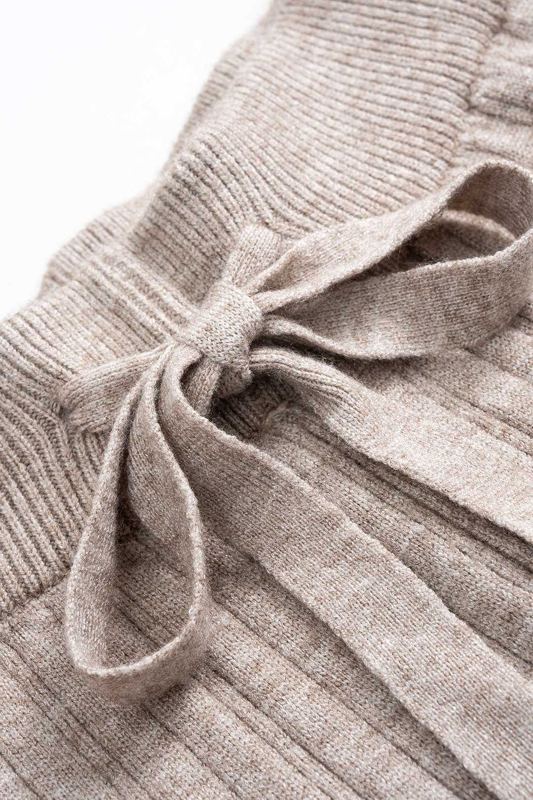 Knit Tie-Up High-Waist Flared Trousers