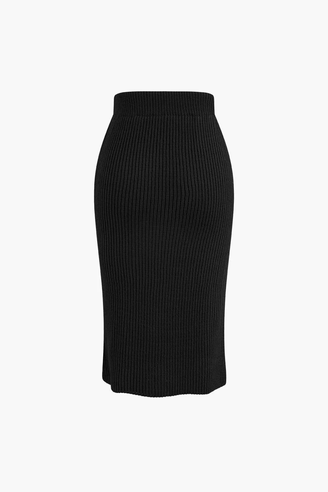 V-neck Long Sleeve Sweater and Skirt Set