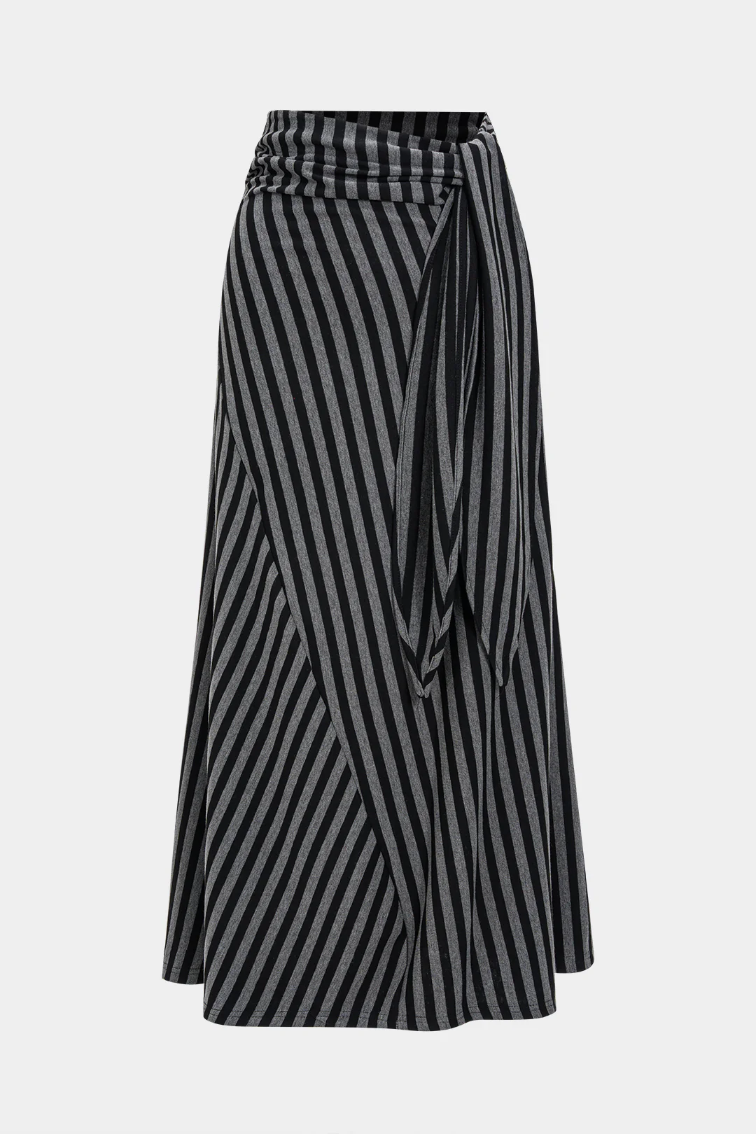 Contrast Stripes Ruched Knotted Skirt