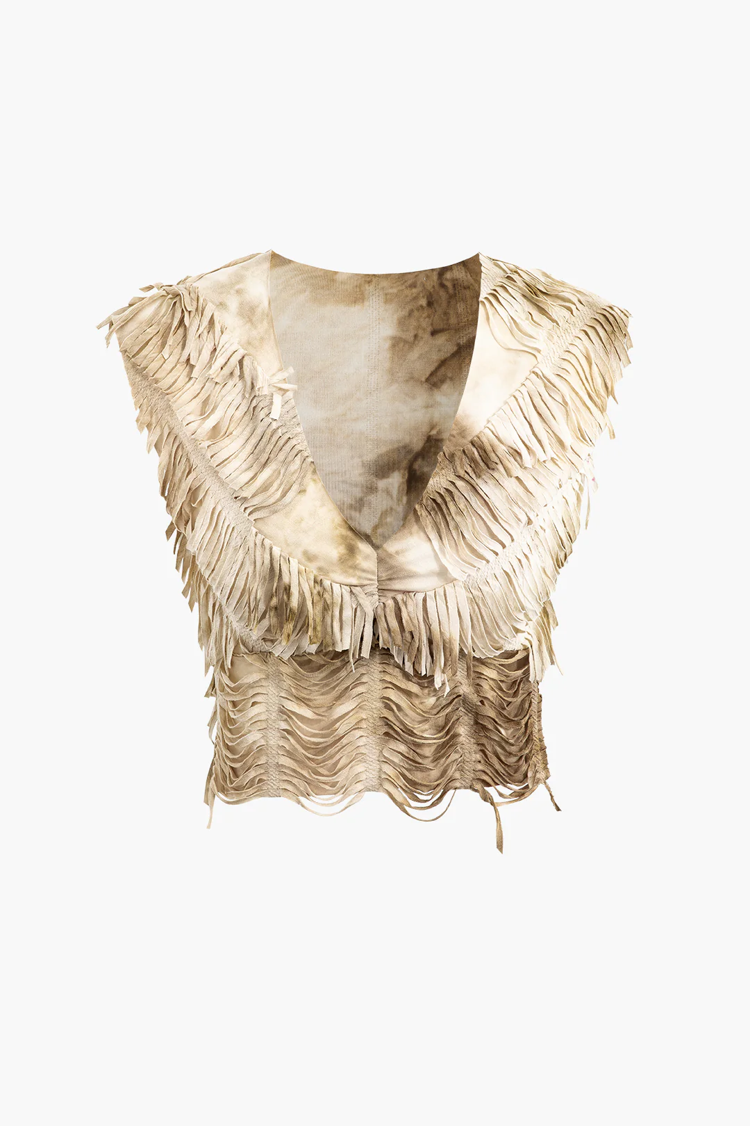 Distressed V-neck Cap Sleeve Crop Top and Slit Maxi Skirt Outfit Set