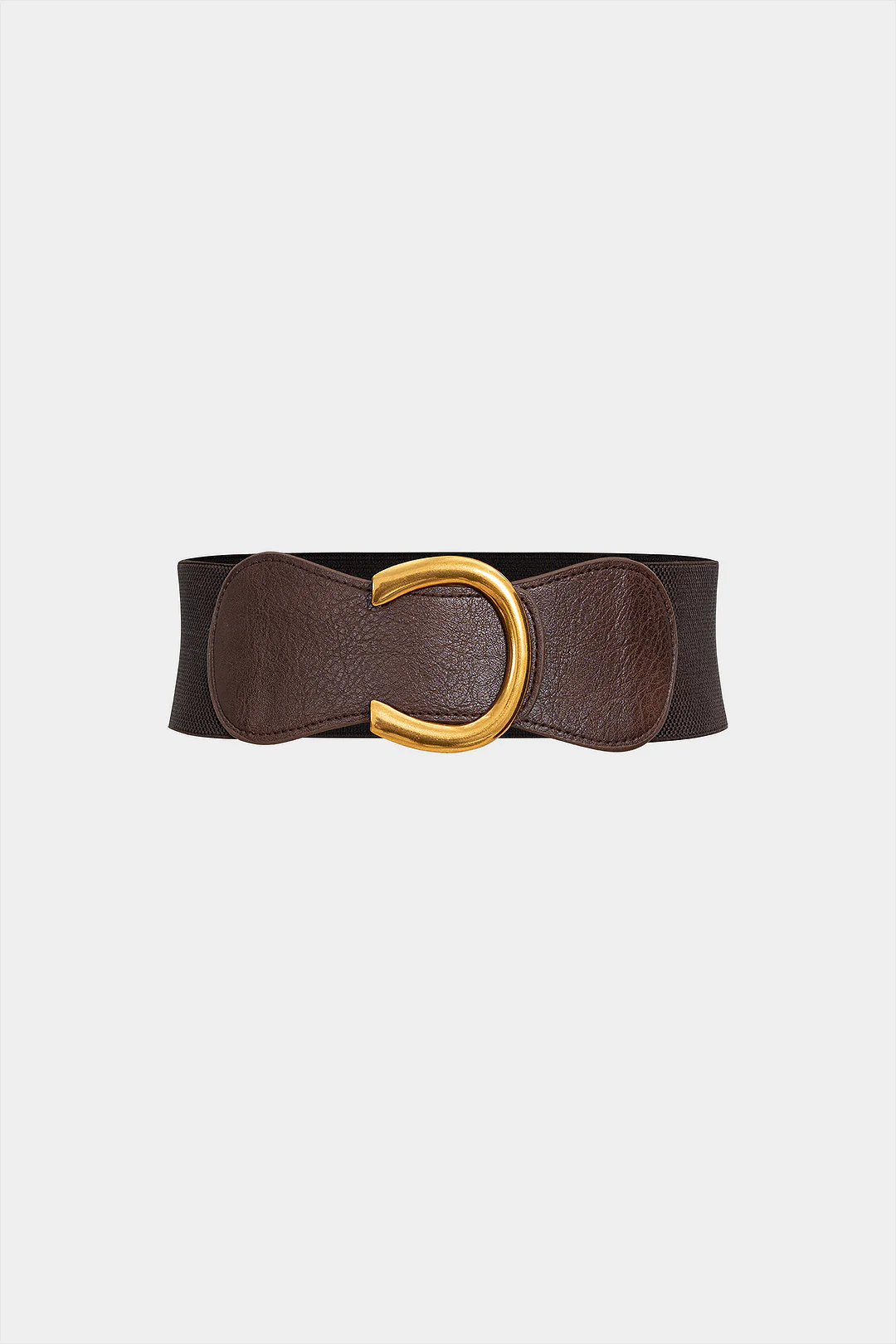 Faux Leather Patchwork Wide Metallic Buckle Belt