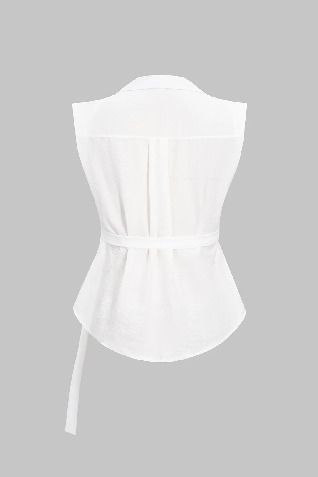 Solid Belted Collar  Tank Top