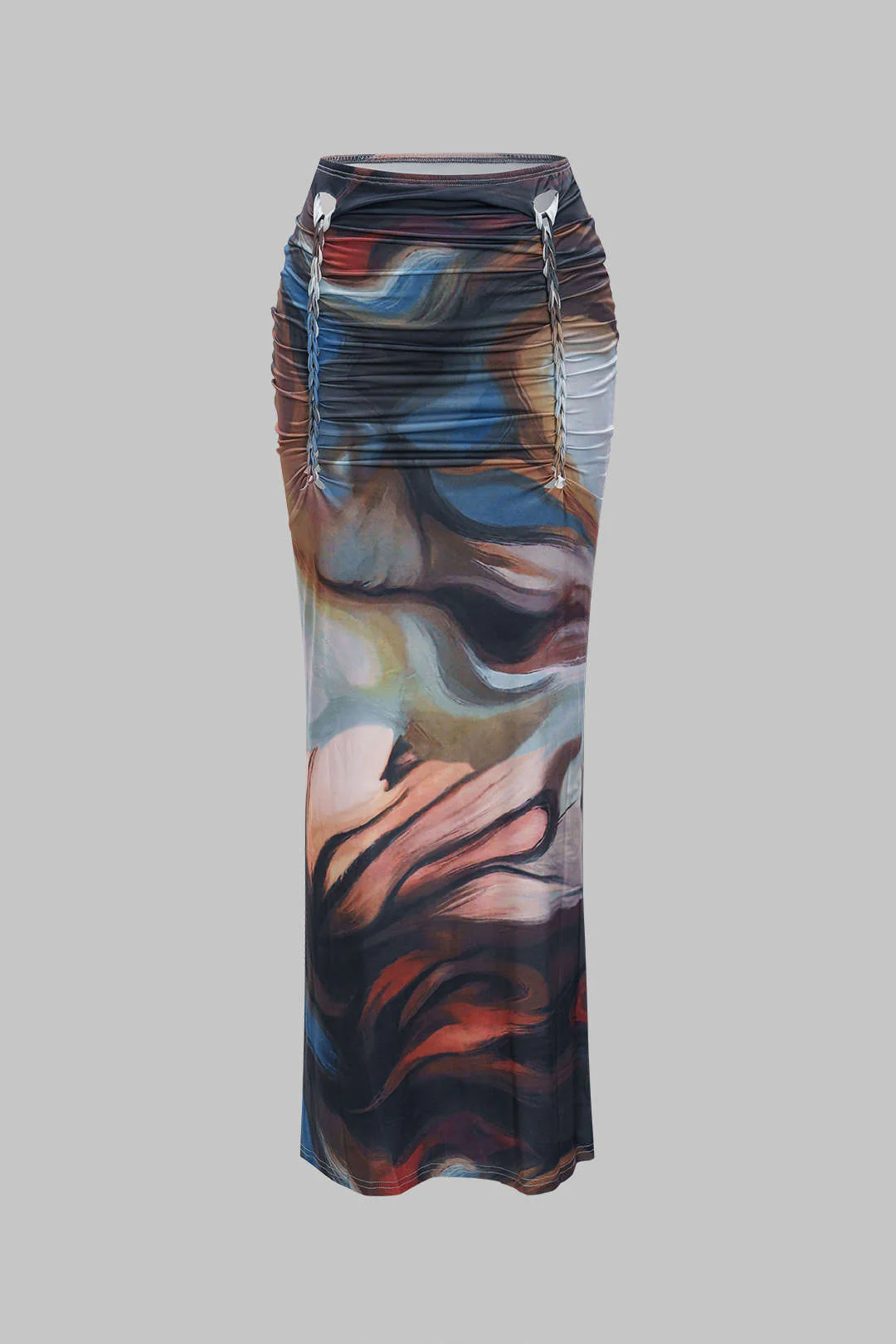 Halter Neck Bustier Drawstring Tank Top And Ruched Skirt Set