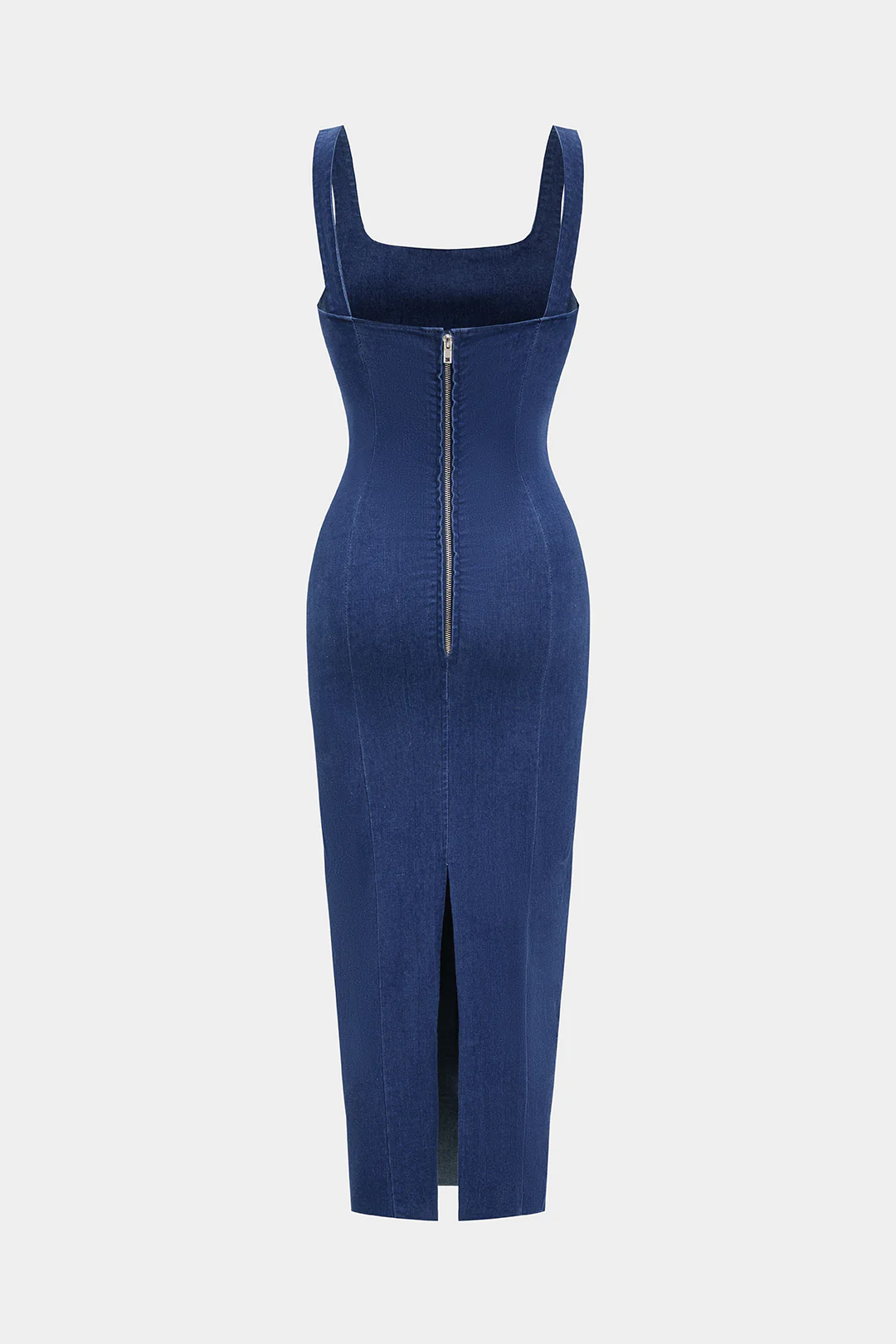 Denim Backless Zipper Sleeveless Dress