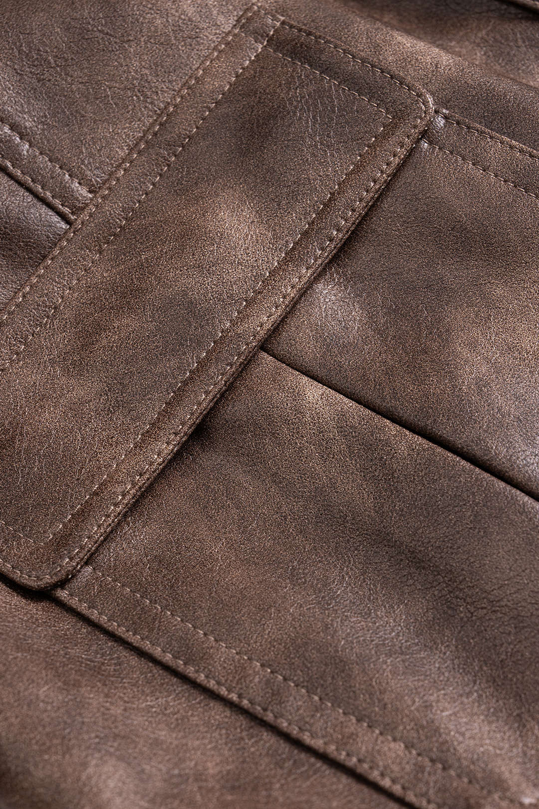 Faux Leather Metallic Zipper Pocket Mini Skirt