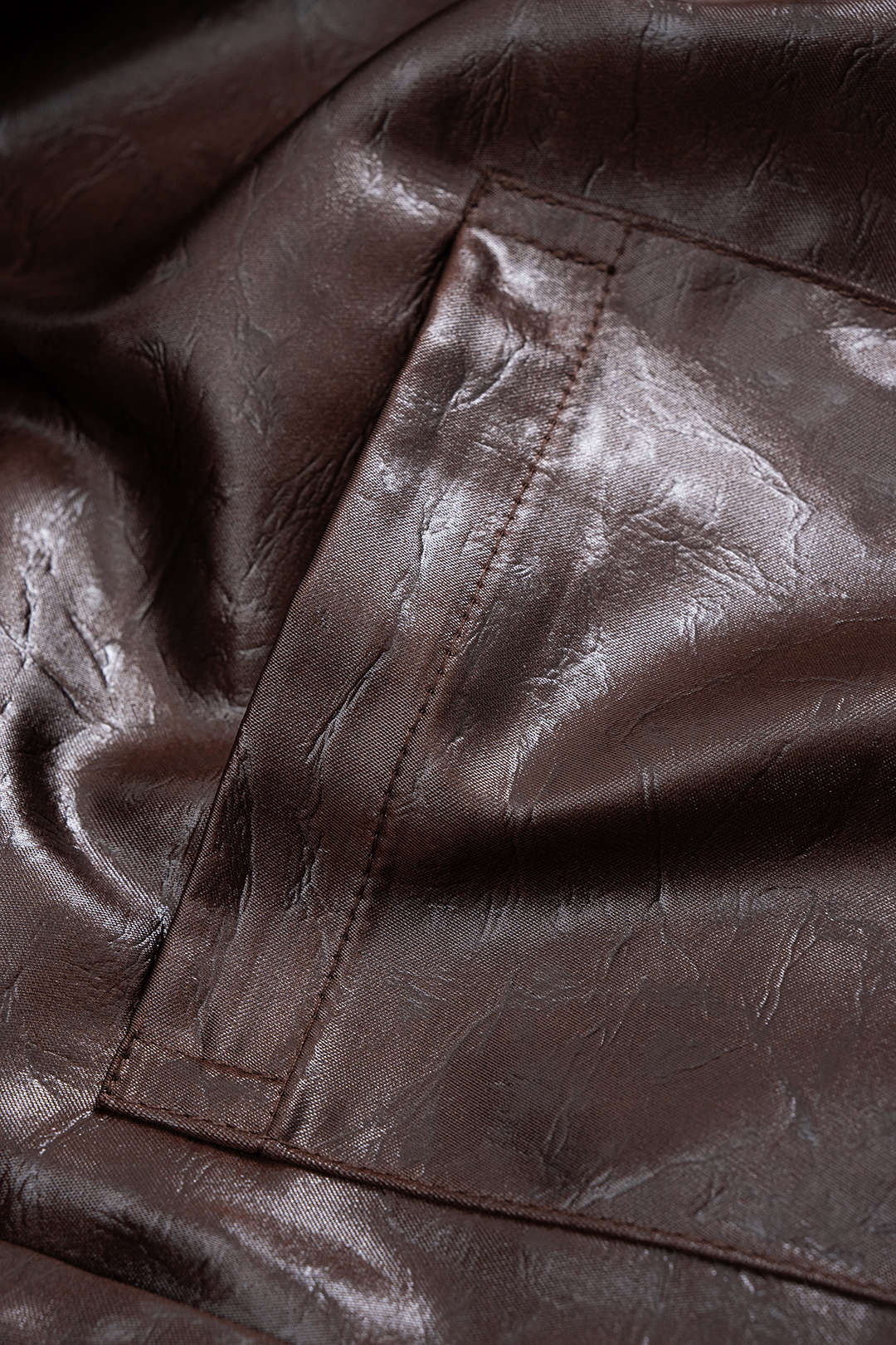 Faux Leather Buttoned Long Sleeve Top