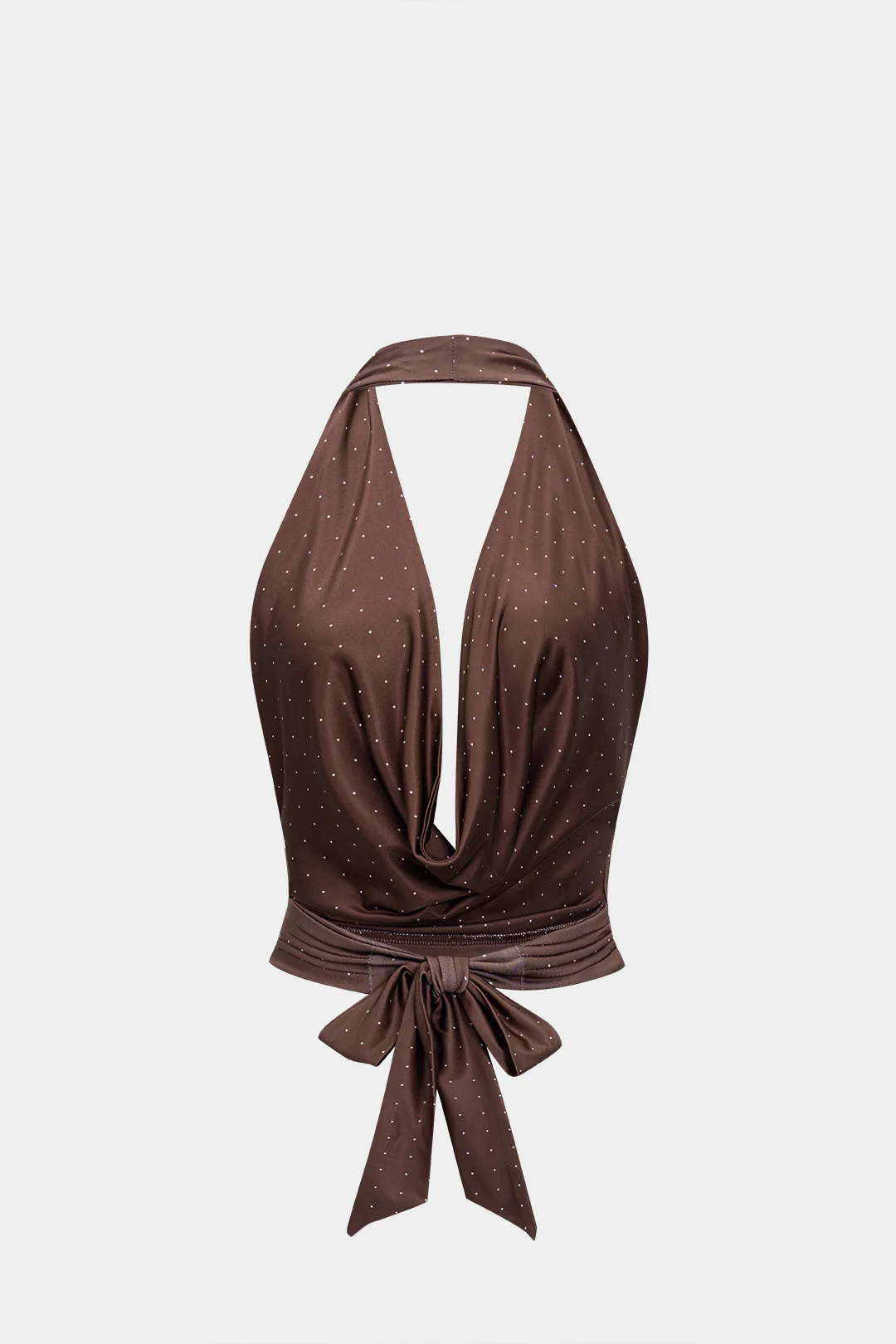 Polka Dots Print Halter Tie-Back Backless Cami Top