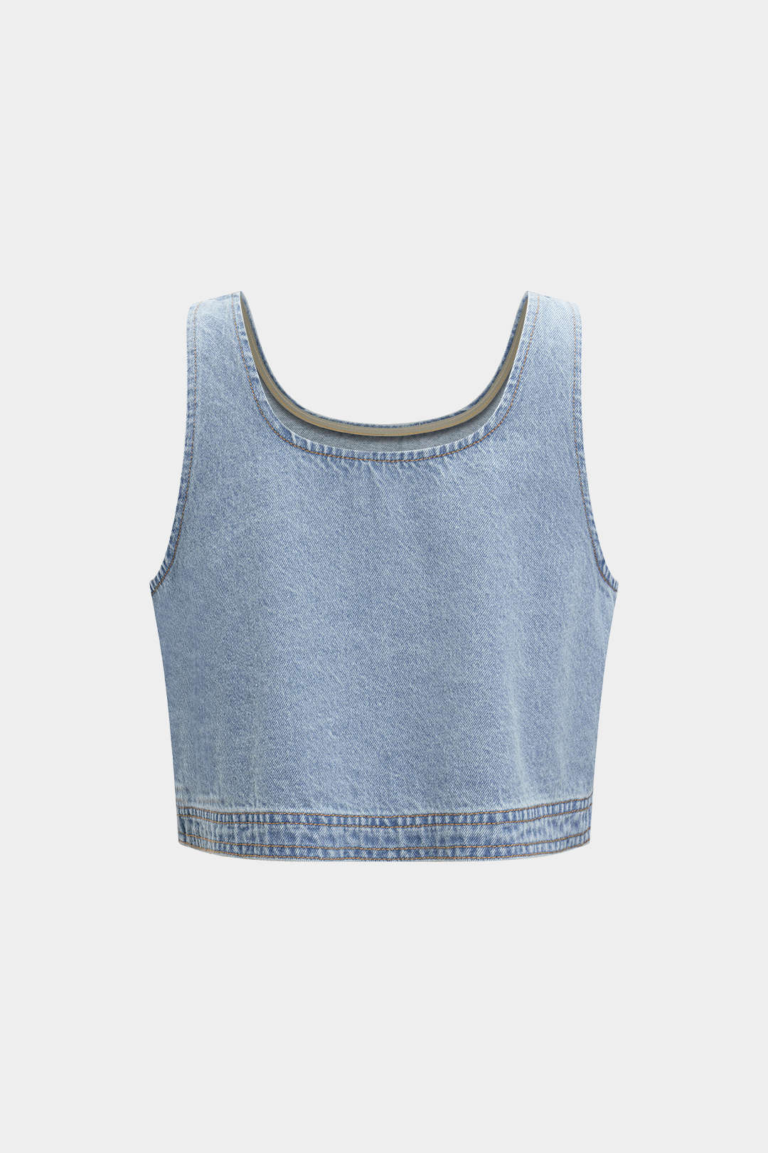 Denim Pocket Tank Top And Drawstring Shorts Set