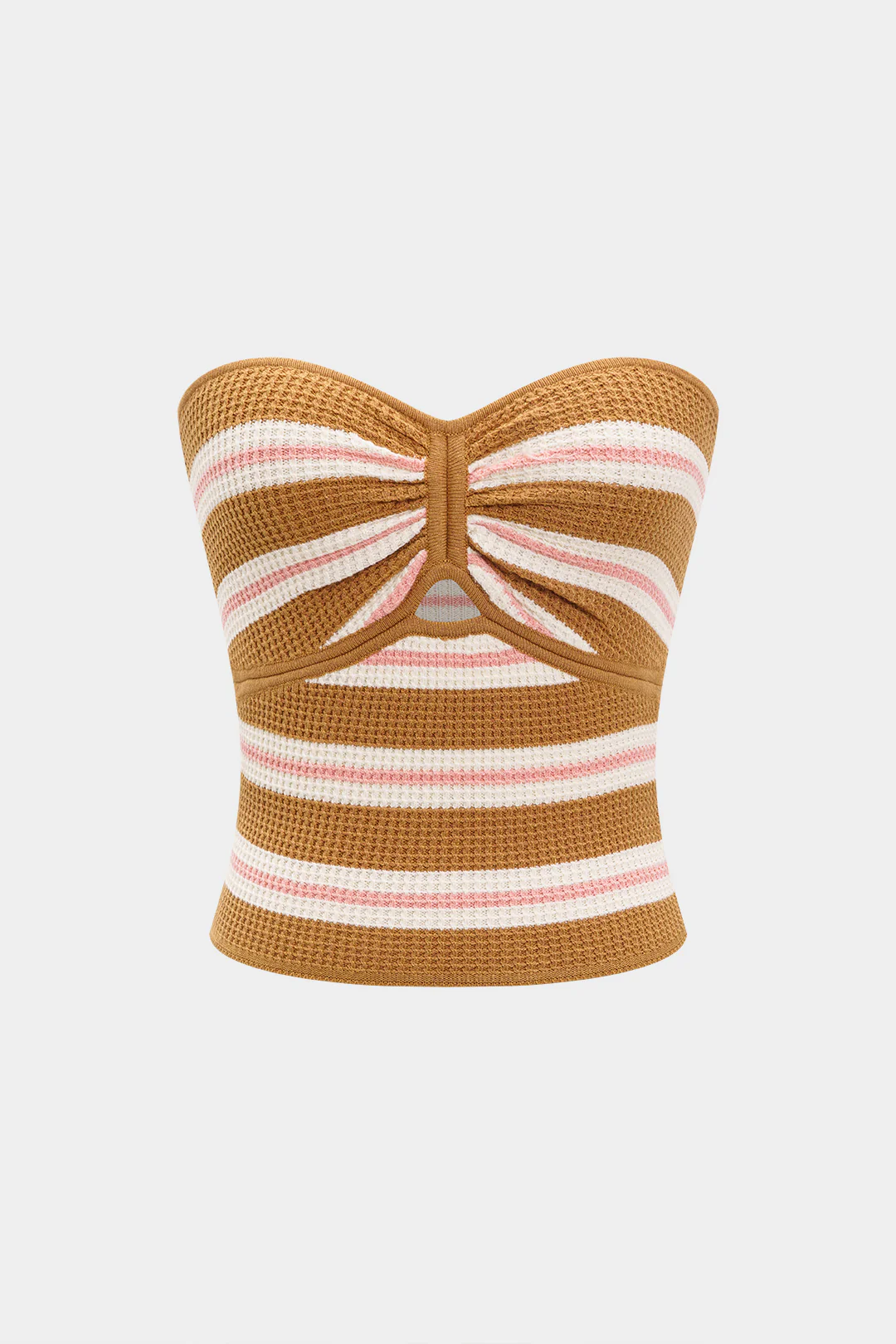Knit Contrasting Striped Print Hollow Tube Top