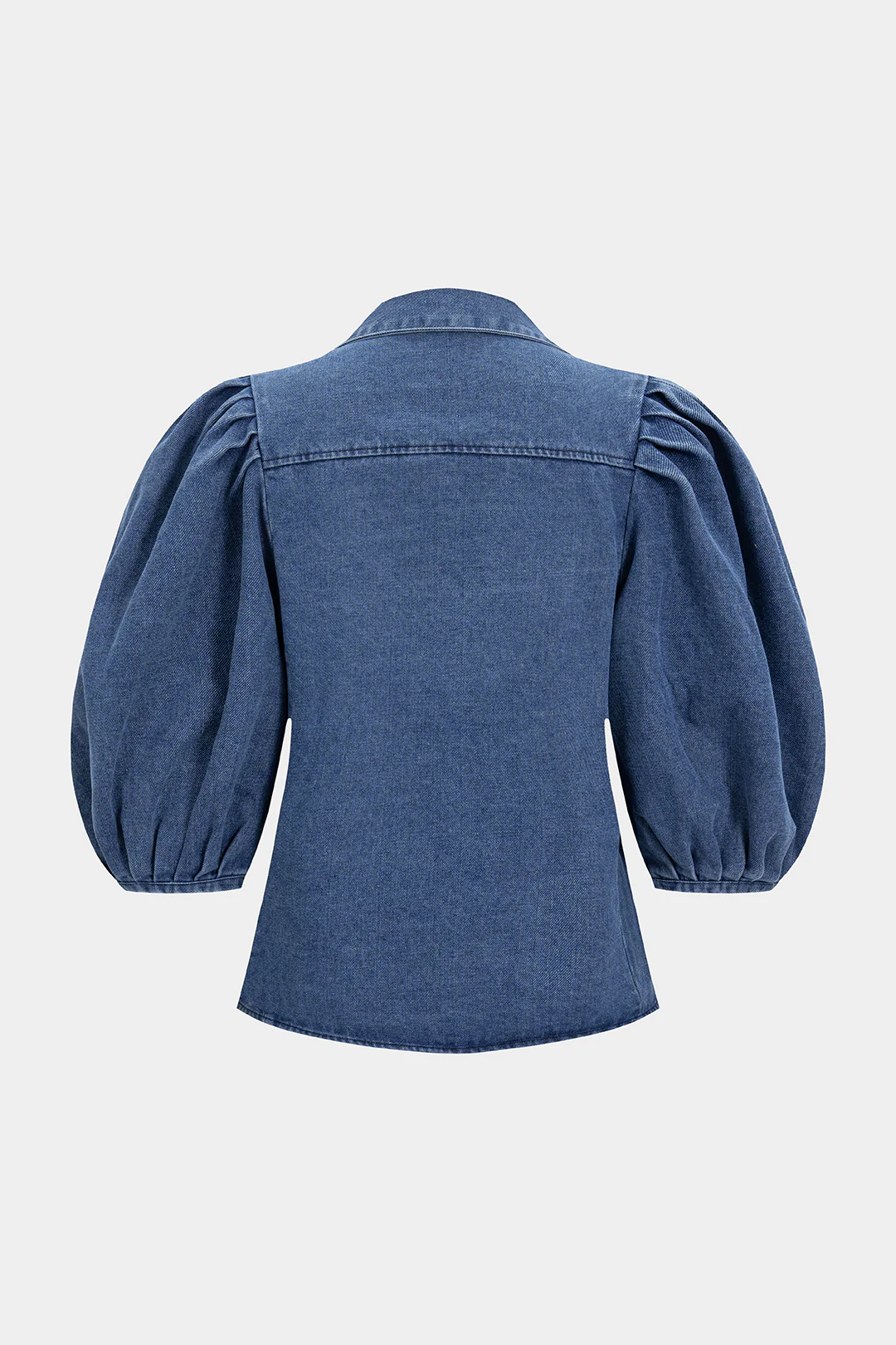 Denim Puffy Long Sleeve Shirt
