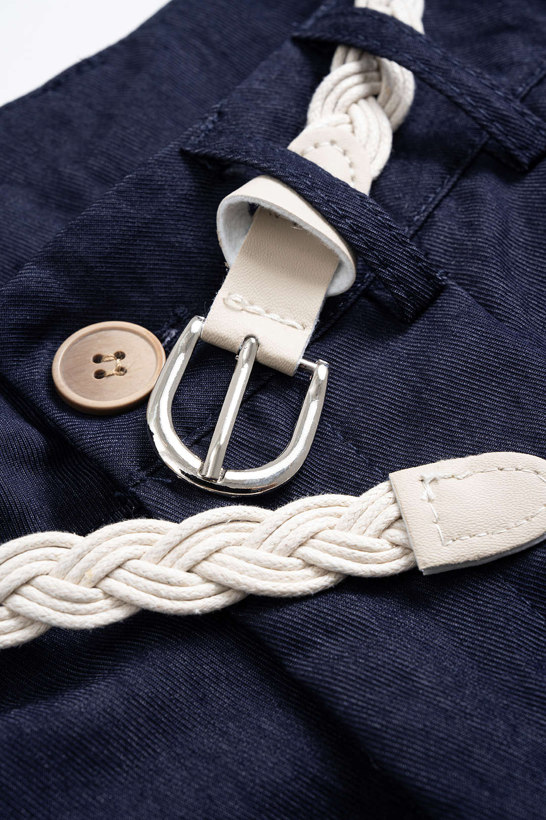 High Waist Ruched Belted Shorts