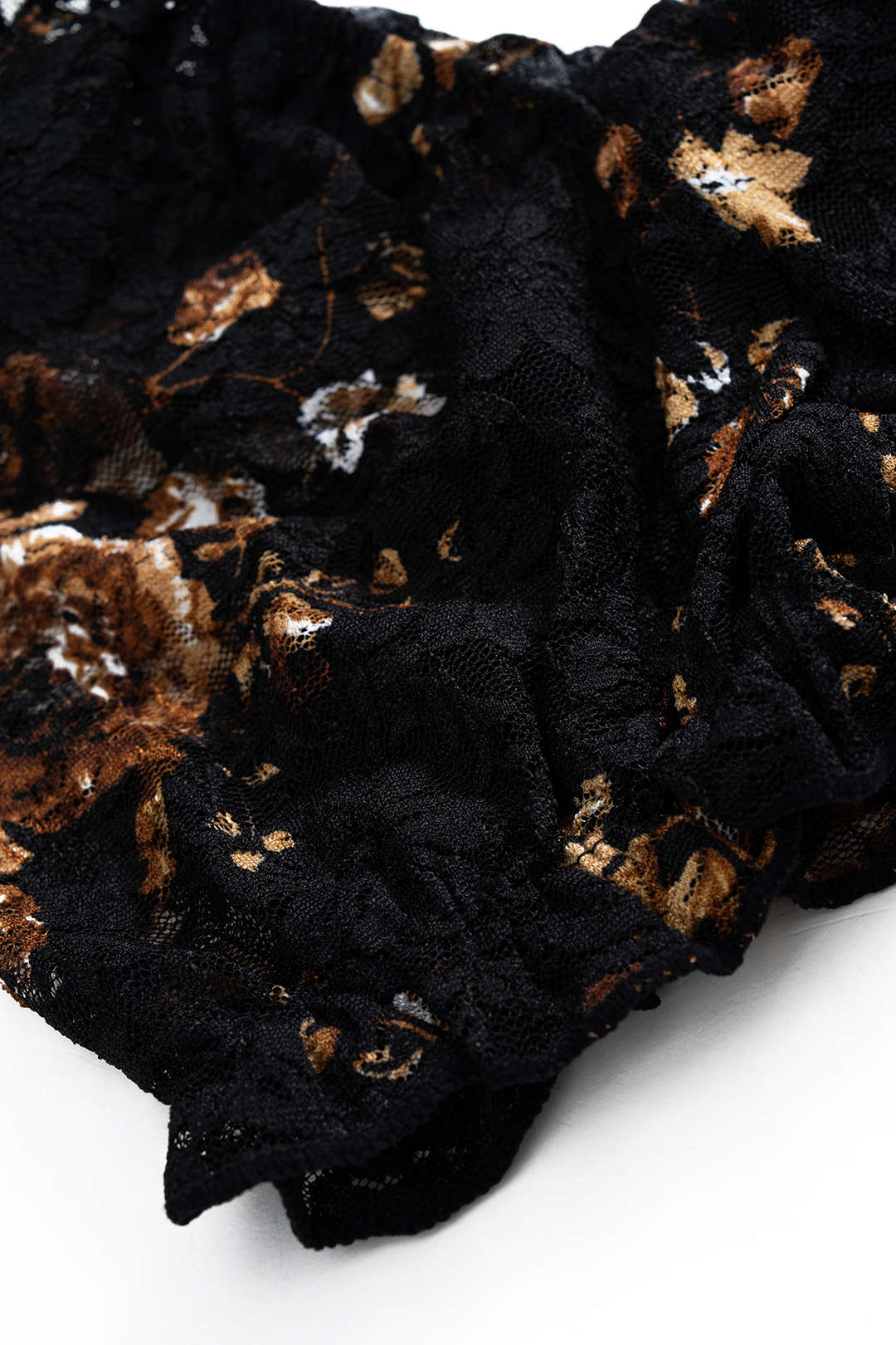 Retro Floral Print Backless Puff Short Sleeve T-Shirt