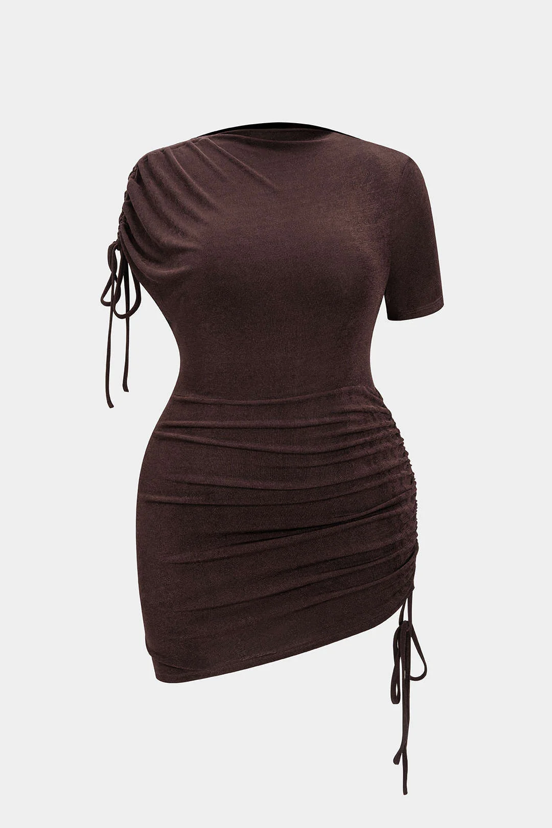 Plus Size Patchwork Drawstring Sleeveless Mini Dress