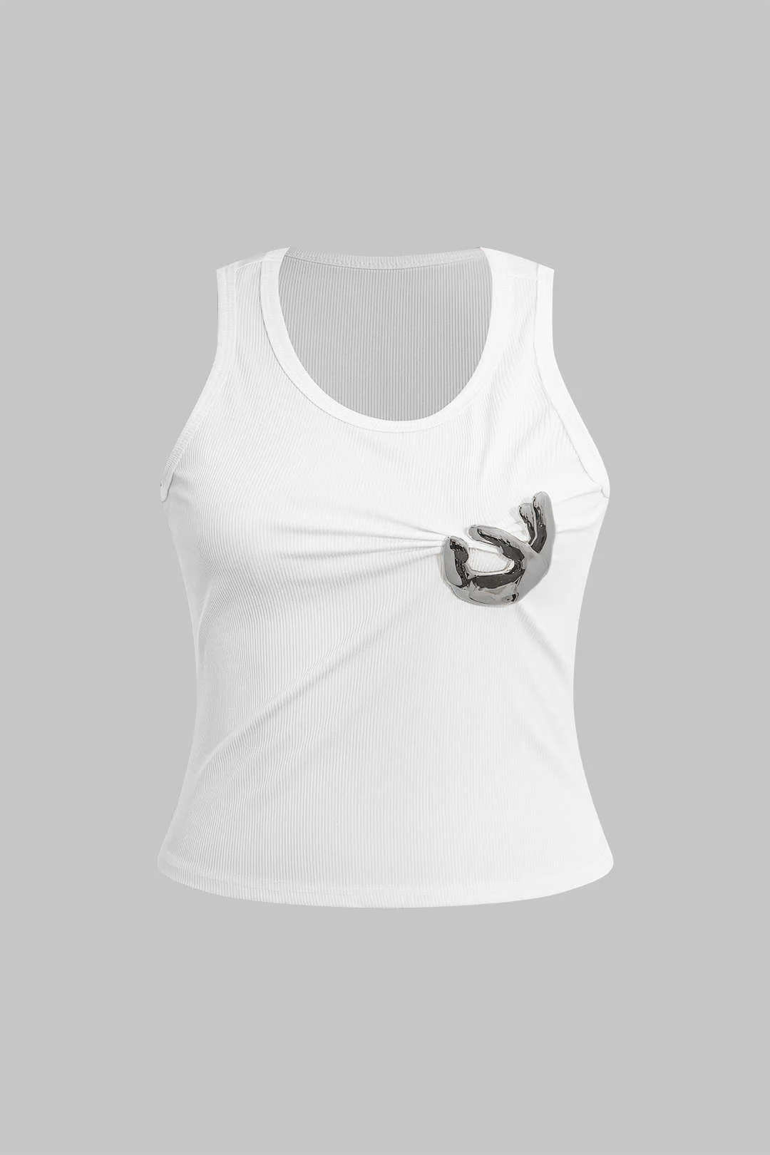 Plus Size Knot Metallic Twist Tank Top