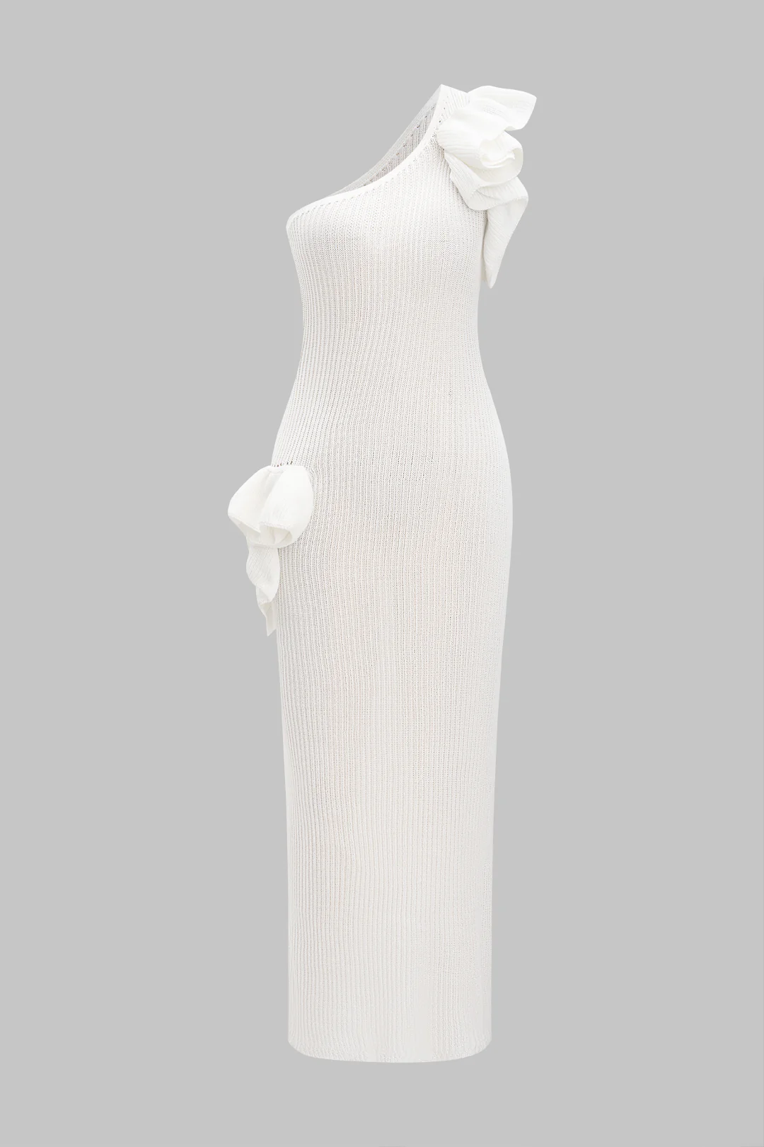 3D Floral Asymmetrical Sleeveless Maxi Dress