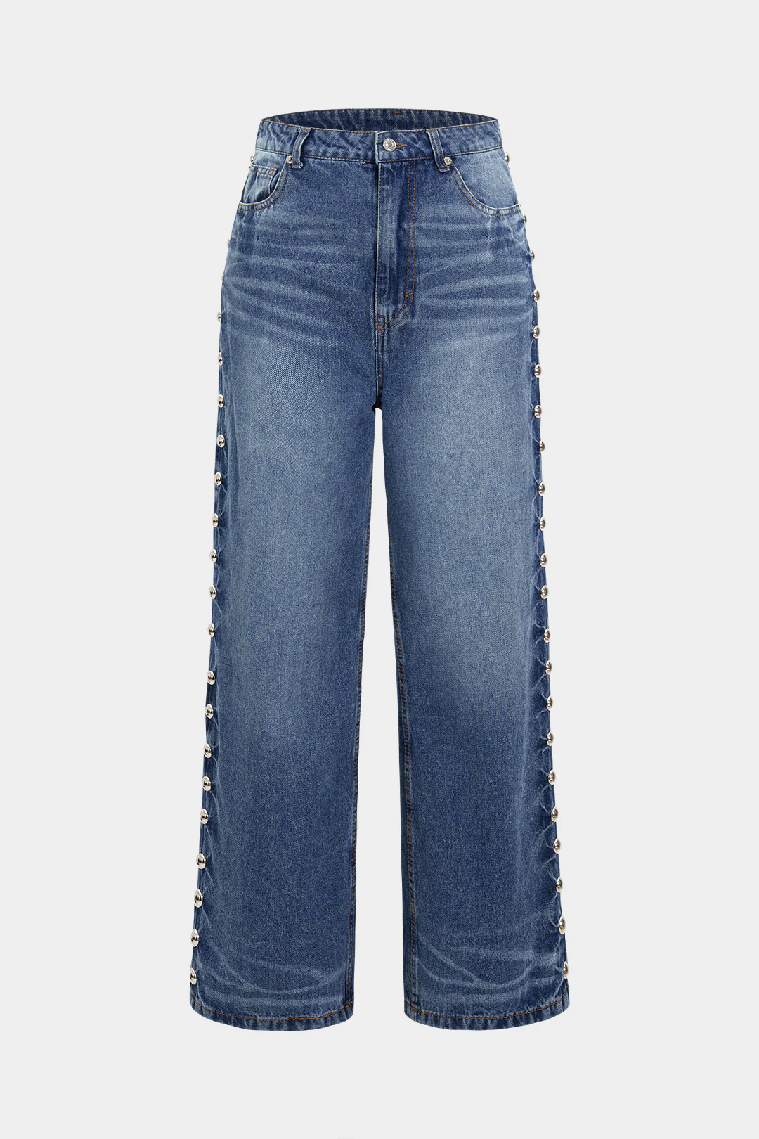 Denim Rivet Decor Jeans