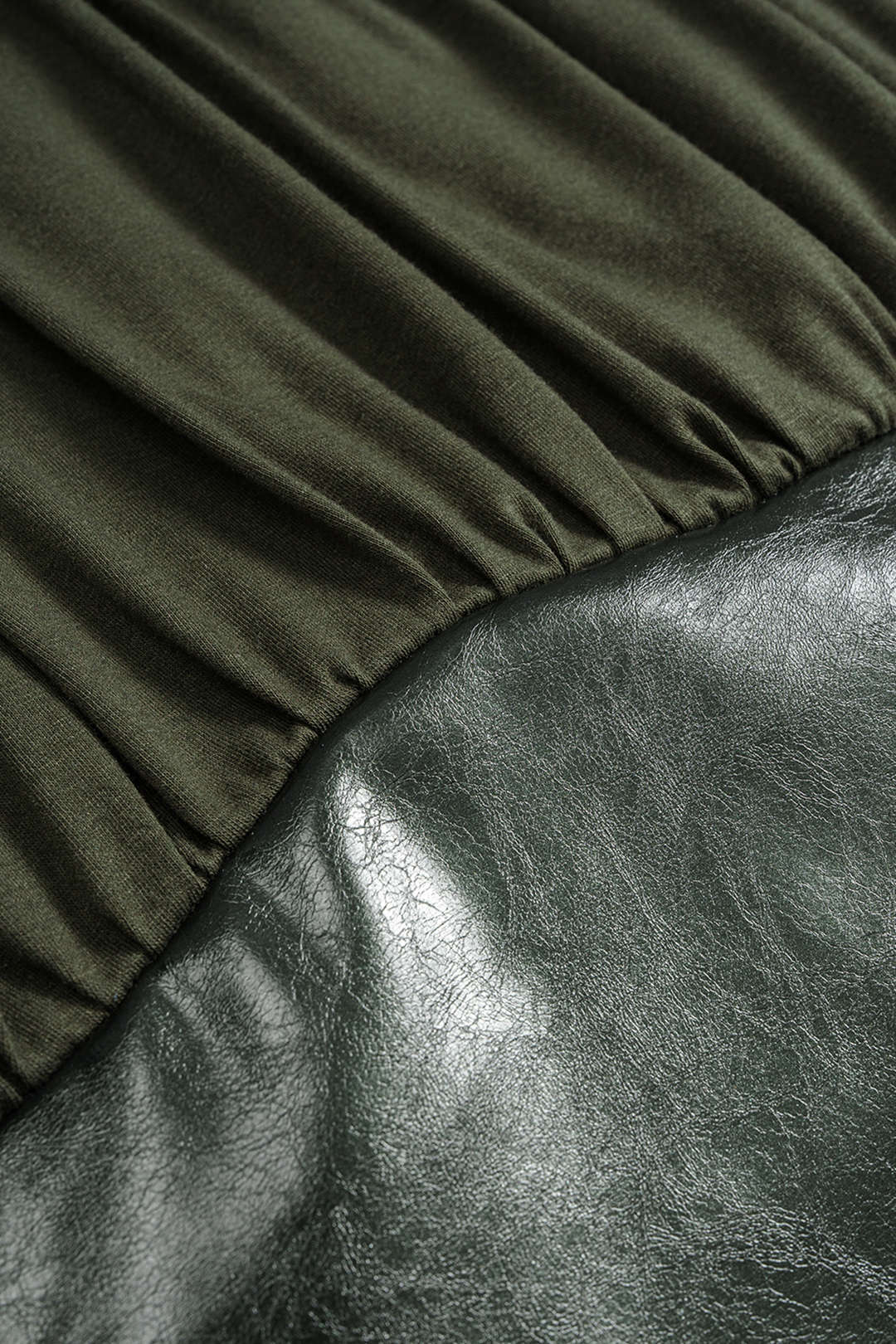 Plus Size Faux Leather Patchwork Ruched Sleeveless Mini Dress