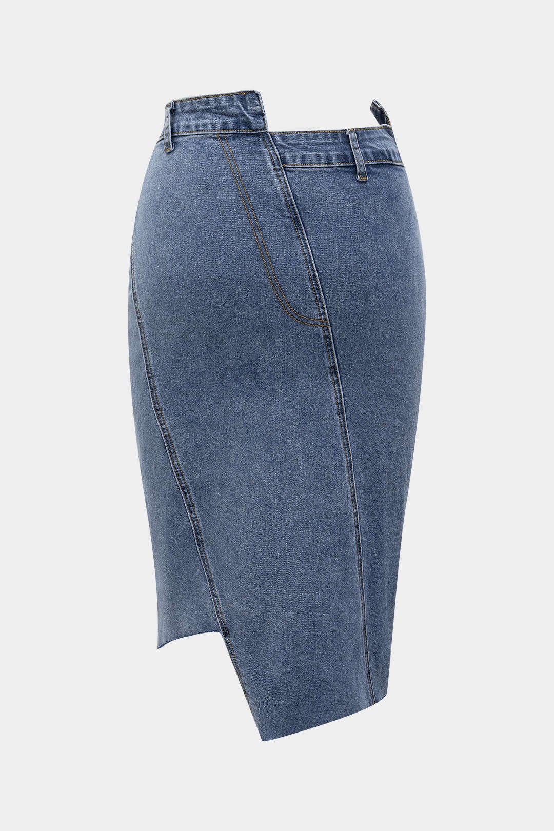 Asymmetrical Button Denim Skirt