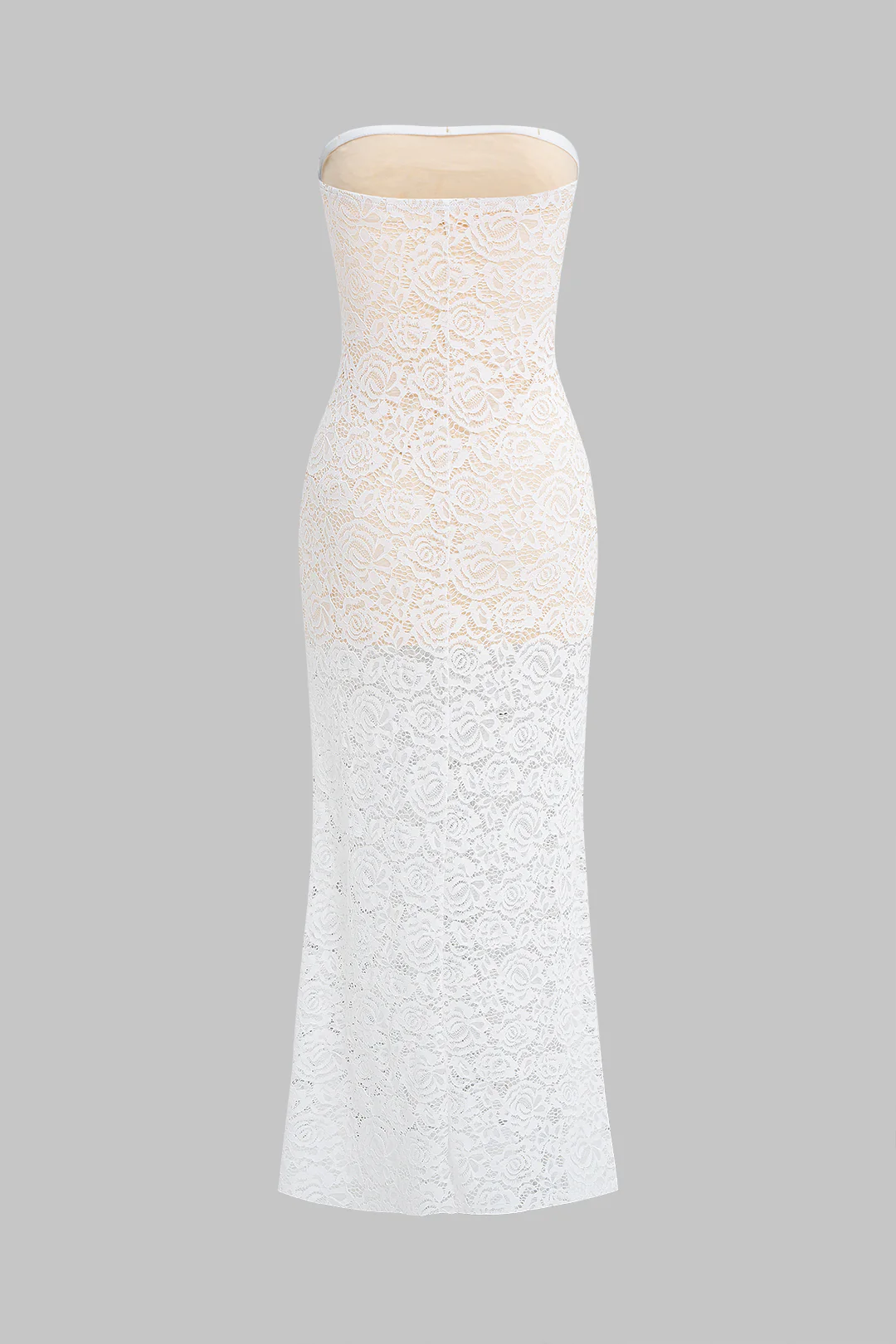 Lace Patchwork Strapless Sleeveless Maxi Dress
