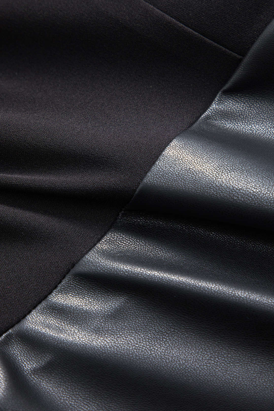 Faux Leather Patchwork Long Sleeve Mini Dress