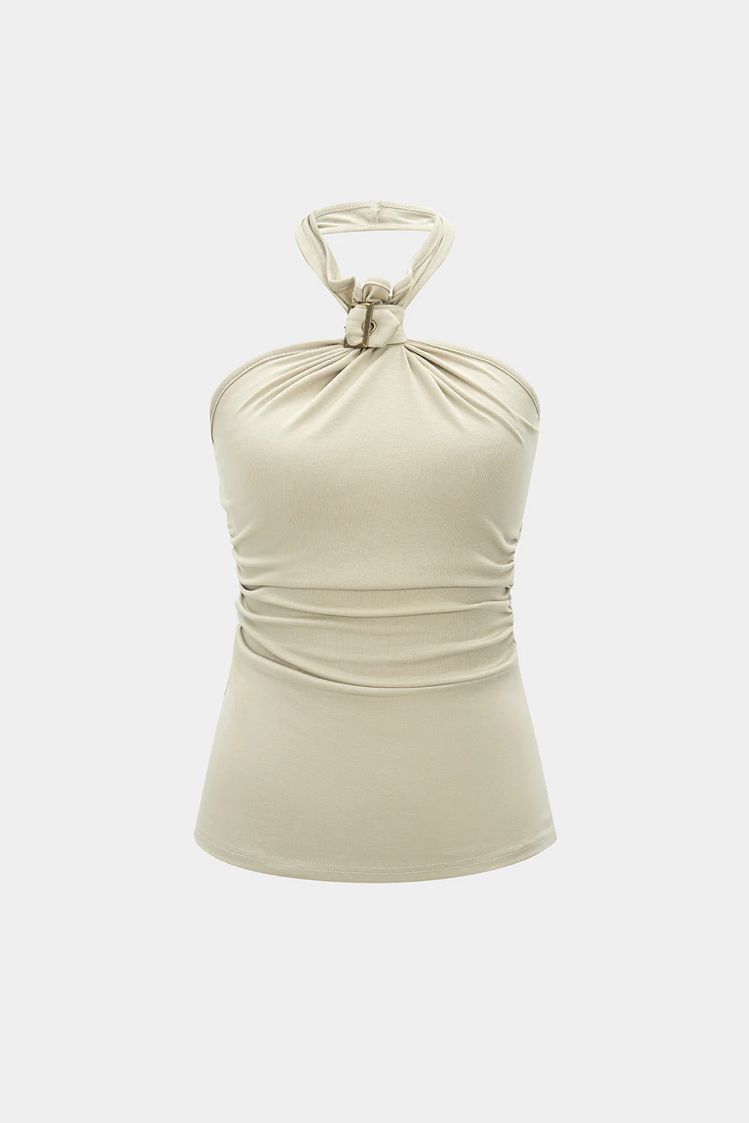 Satin Tie-Front Backless Ruched Camisole Top