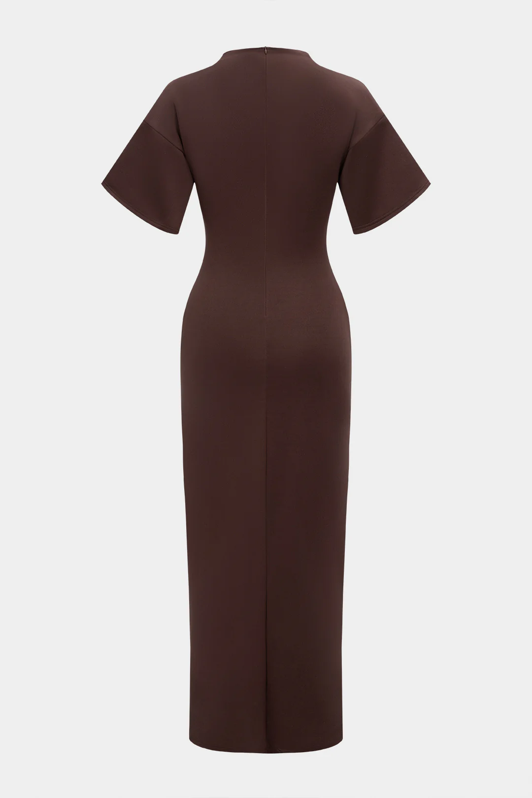 Metallic Decor Round Neck Ruched Short Sleeve Maxi Dress