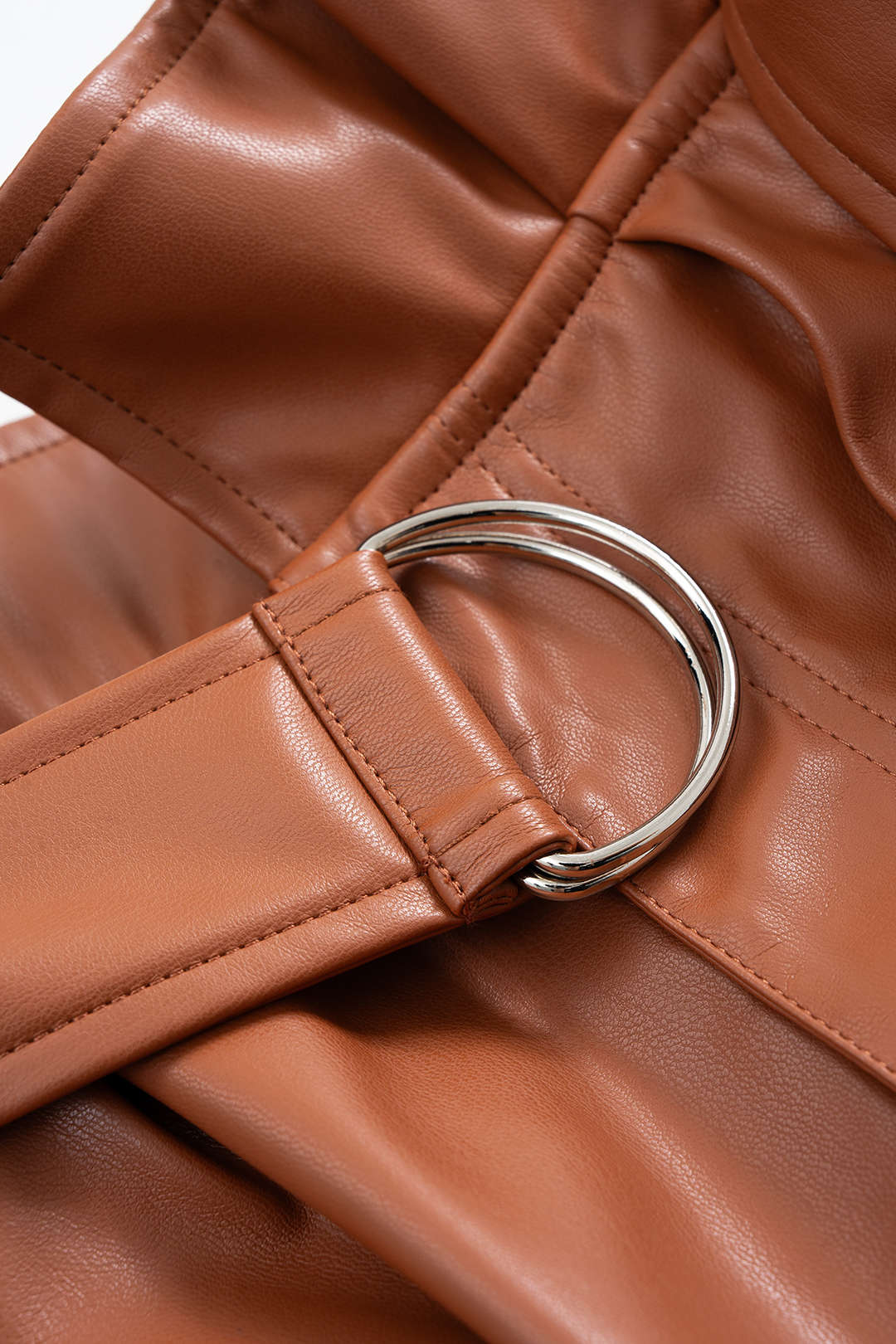 Faux Leather Belted High Waist Wide Leg Shorts