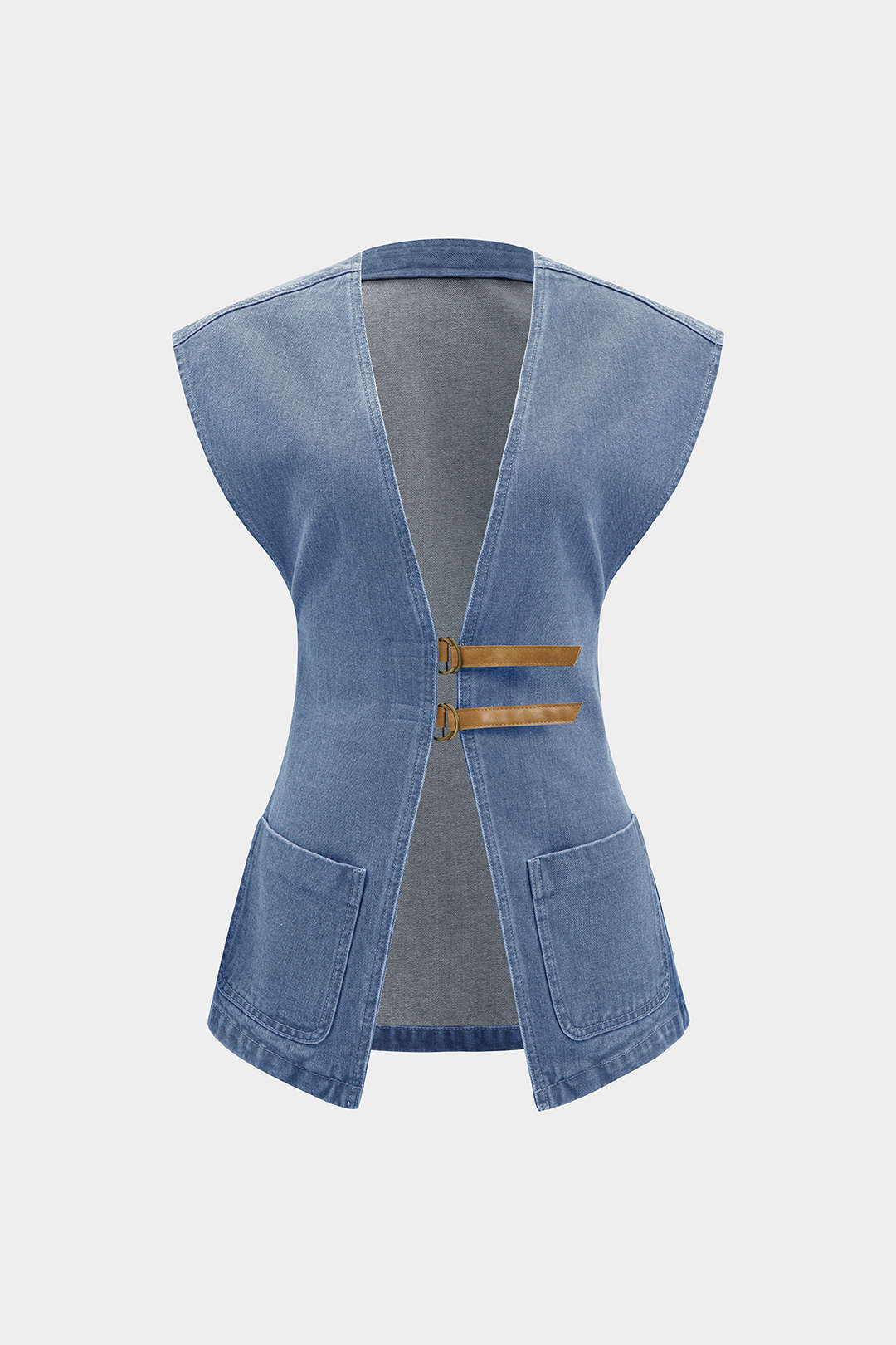 Denim V-Neck Pocket Vest