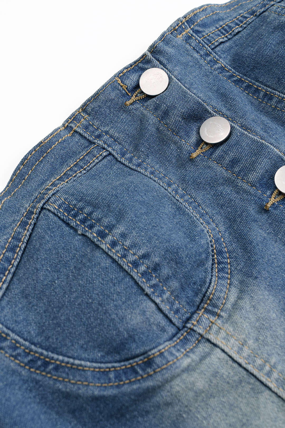 Washed Denim Zipper Crop Top and Pocket Skirt Set