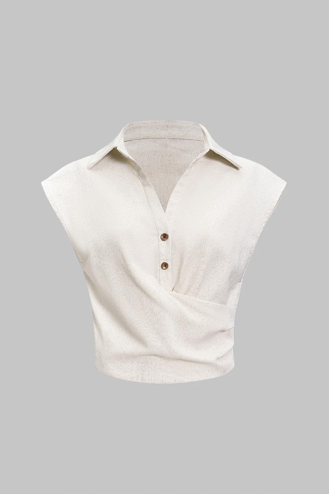 Linen V-Neck Button Ruched Tank Top