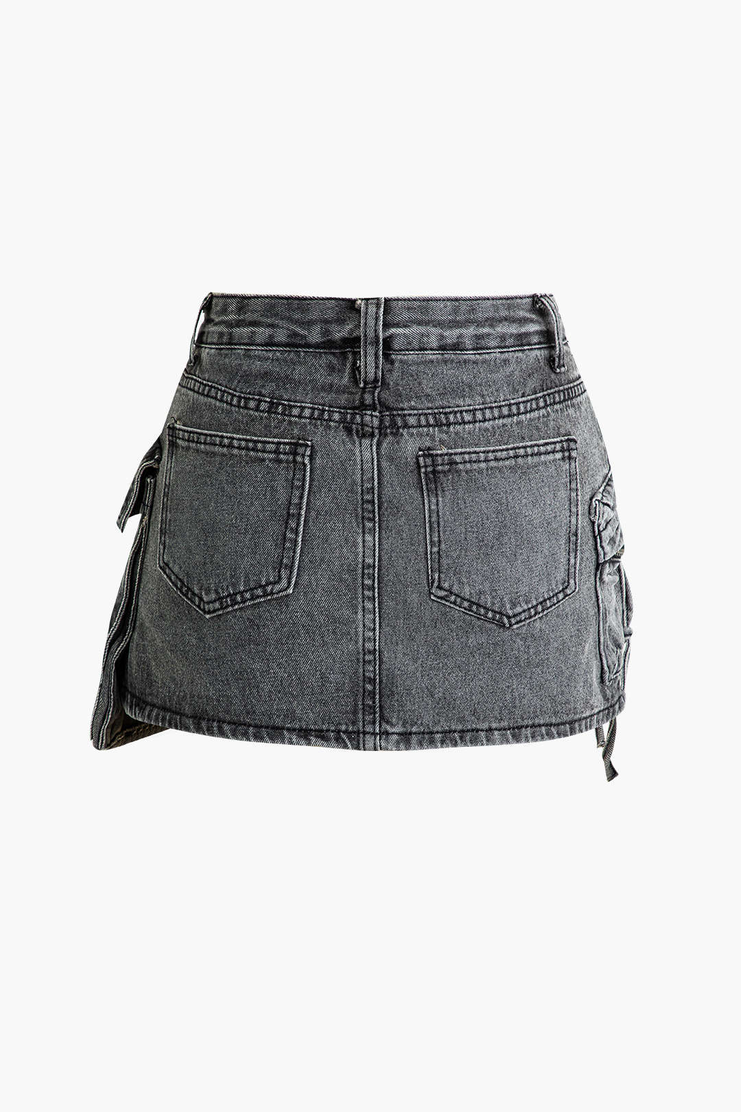 Graffiti Flap Pocket Mini Denim Skirt