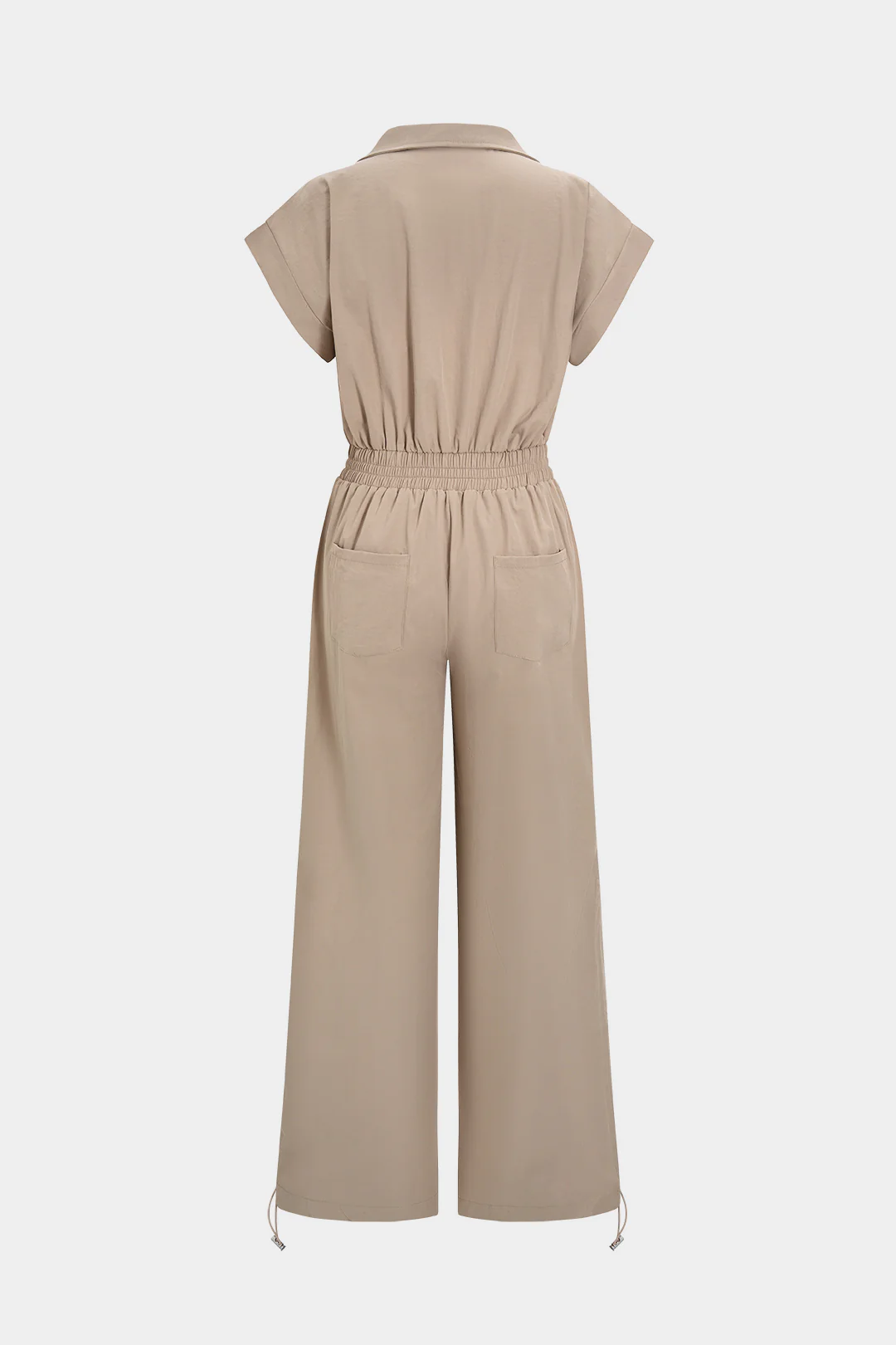 Button Ruched Short Sleeve Jumpsuit