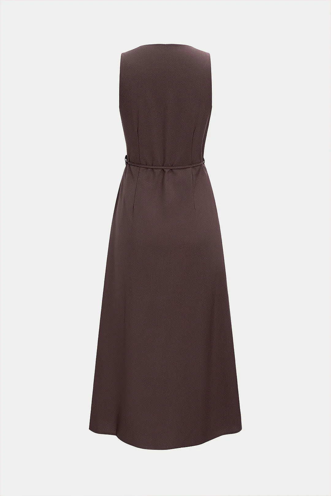 Round Neck Button-Tie Sleeveless Midi Dress