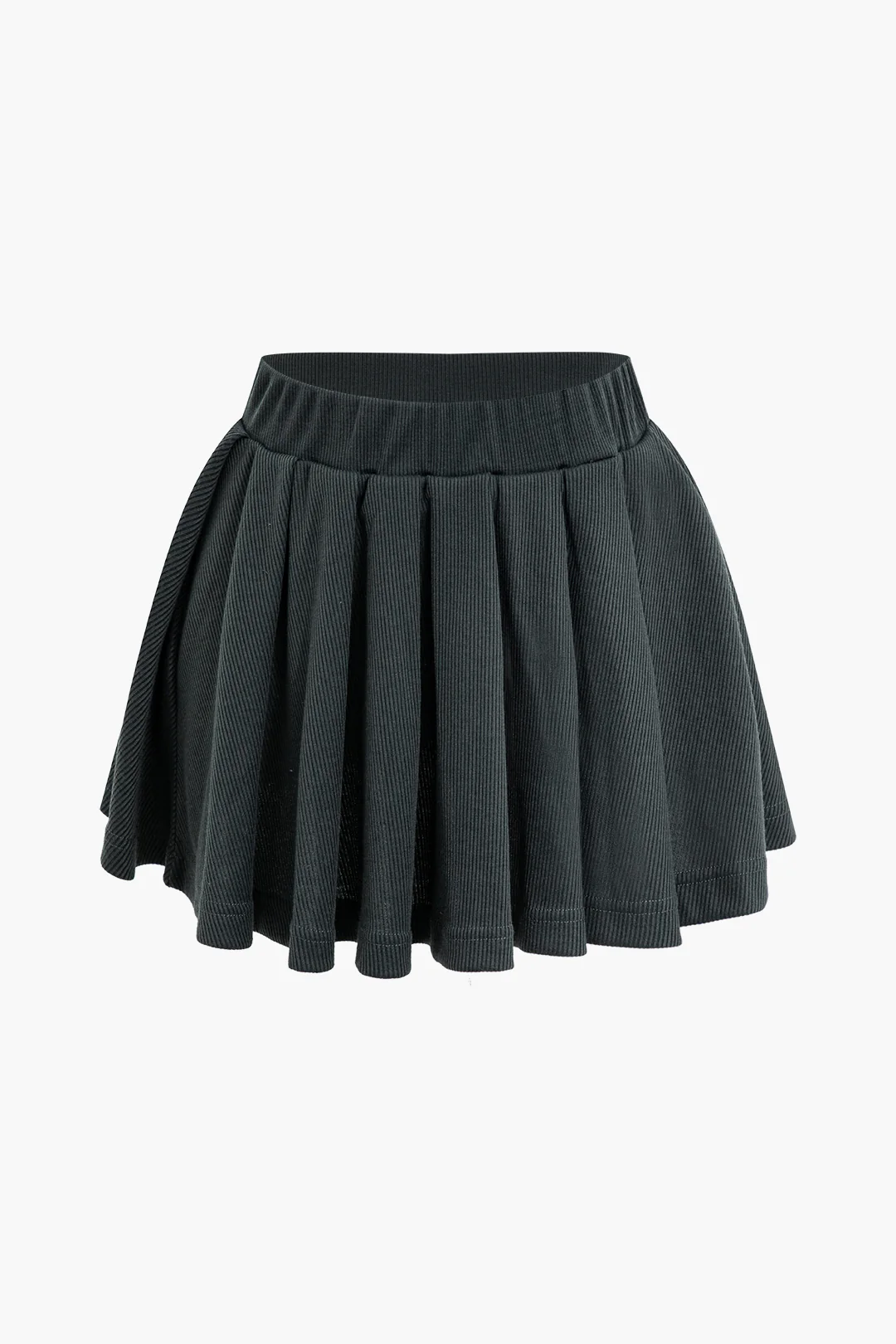 Embroidered Letter Ribbed Stand Collar Zipper Crop Cardigan and Pleated Mini Skirt Set